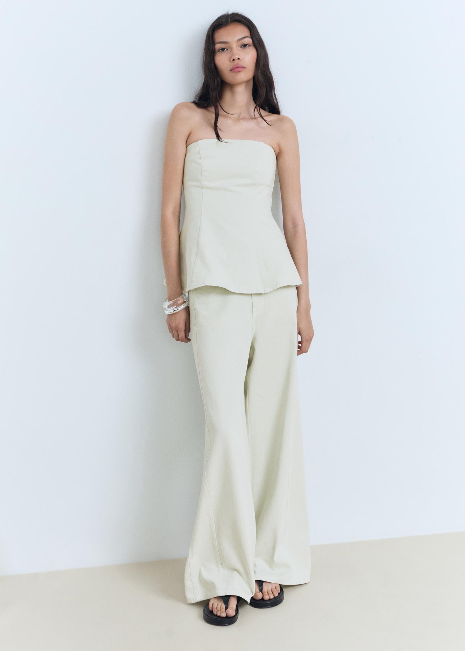 Strapless flared top - Women | MANGO USA Product Image