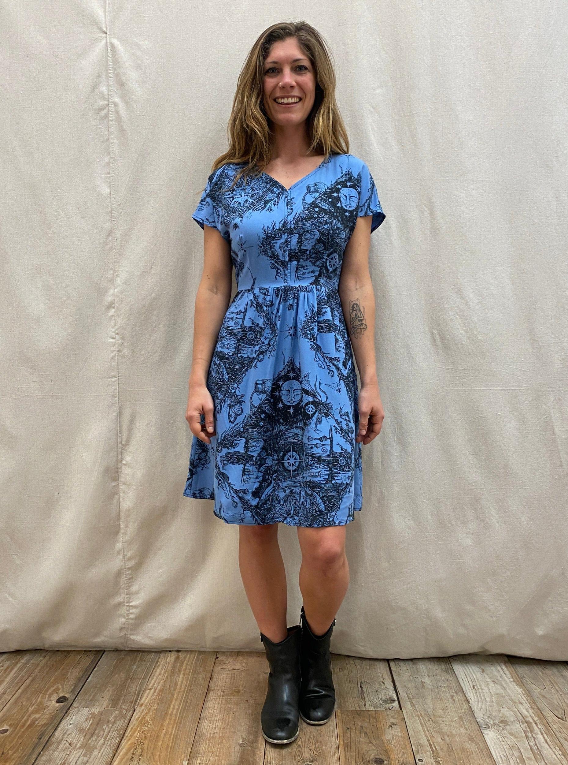 Dolman Dress in Earth Worship in Ocean Blue Product Image