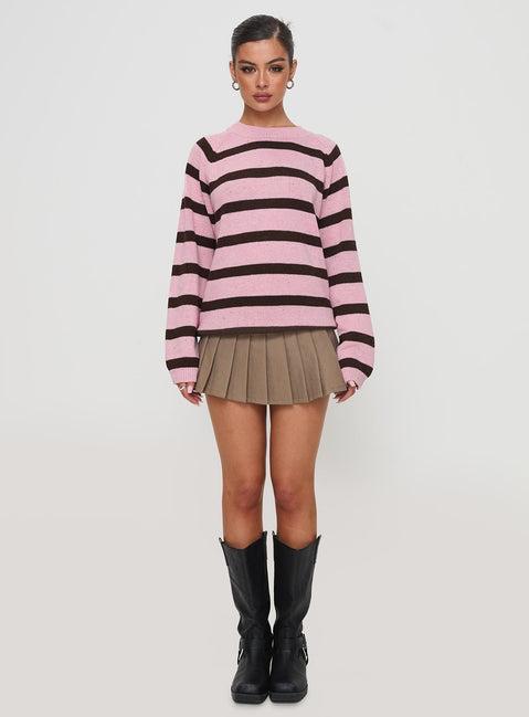 Jacquette Knit Sweater Pink / Brown Product Image