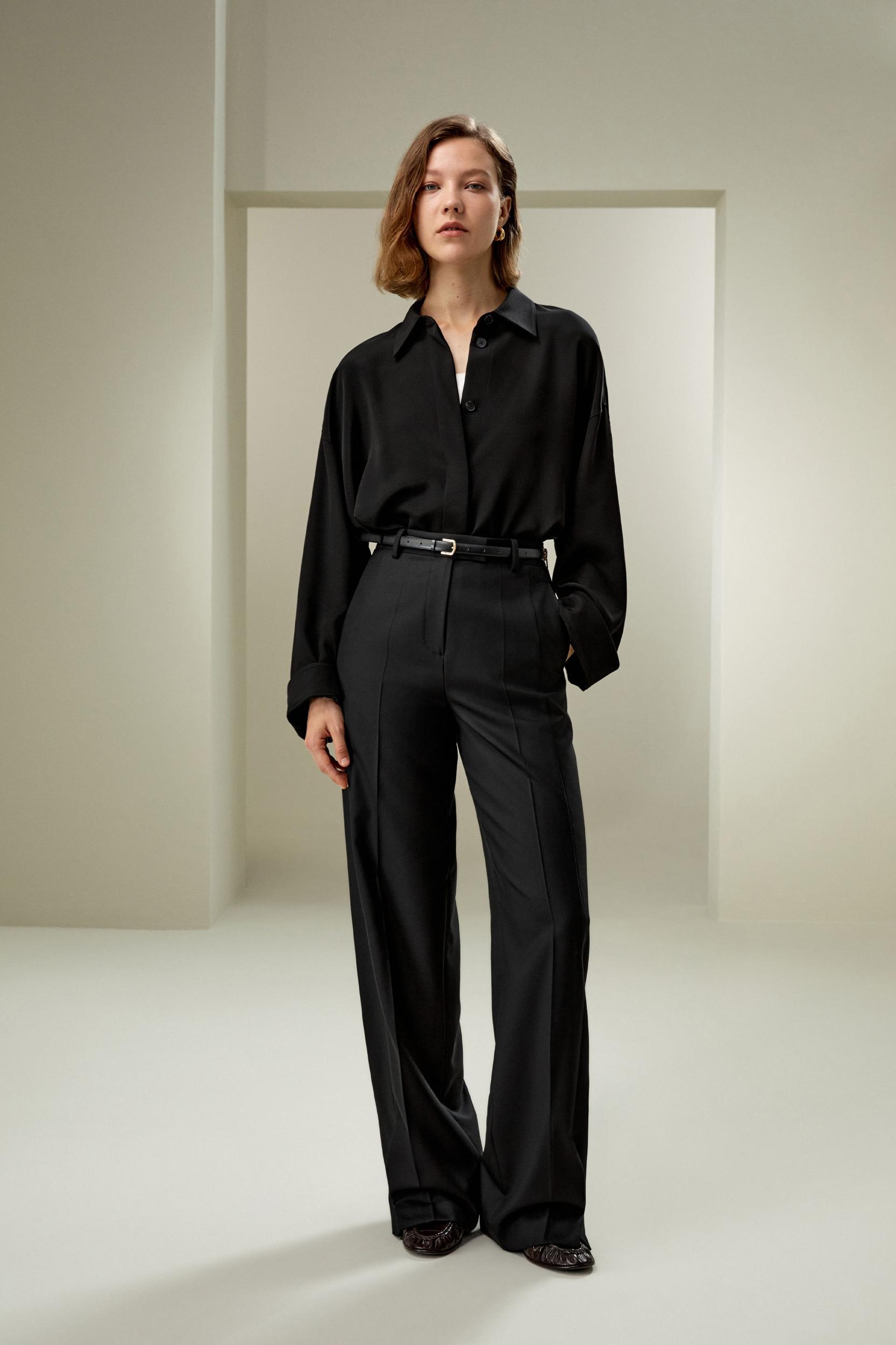 LILYSILK Women'S Wool Slacks - Black Wool Silk Blend - Ultimate Luxury Machine Washable Trousers 16 Product Image