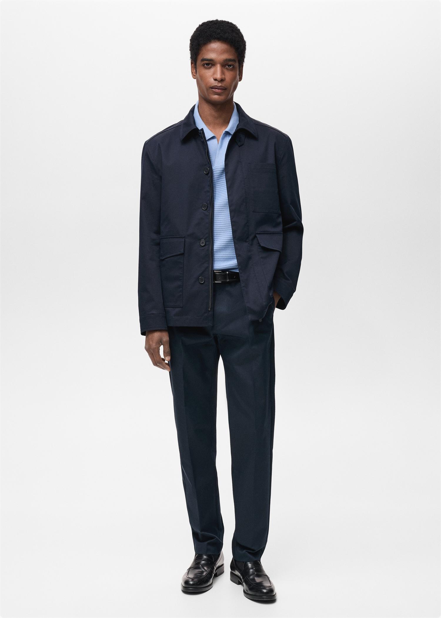 Water-repellent cotton jacket - Men | MANGO USA Product Image