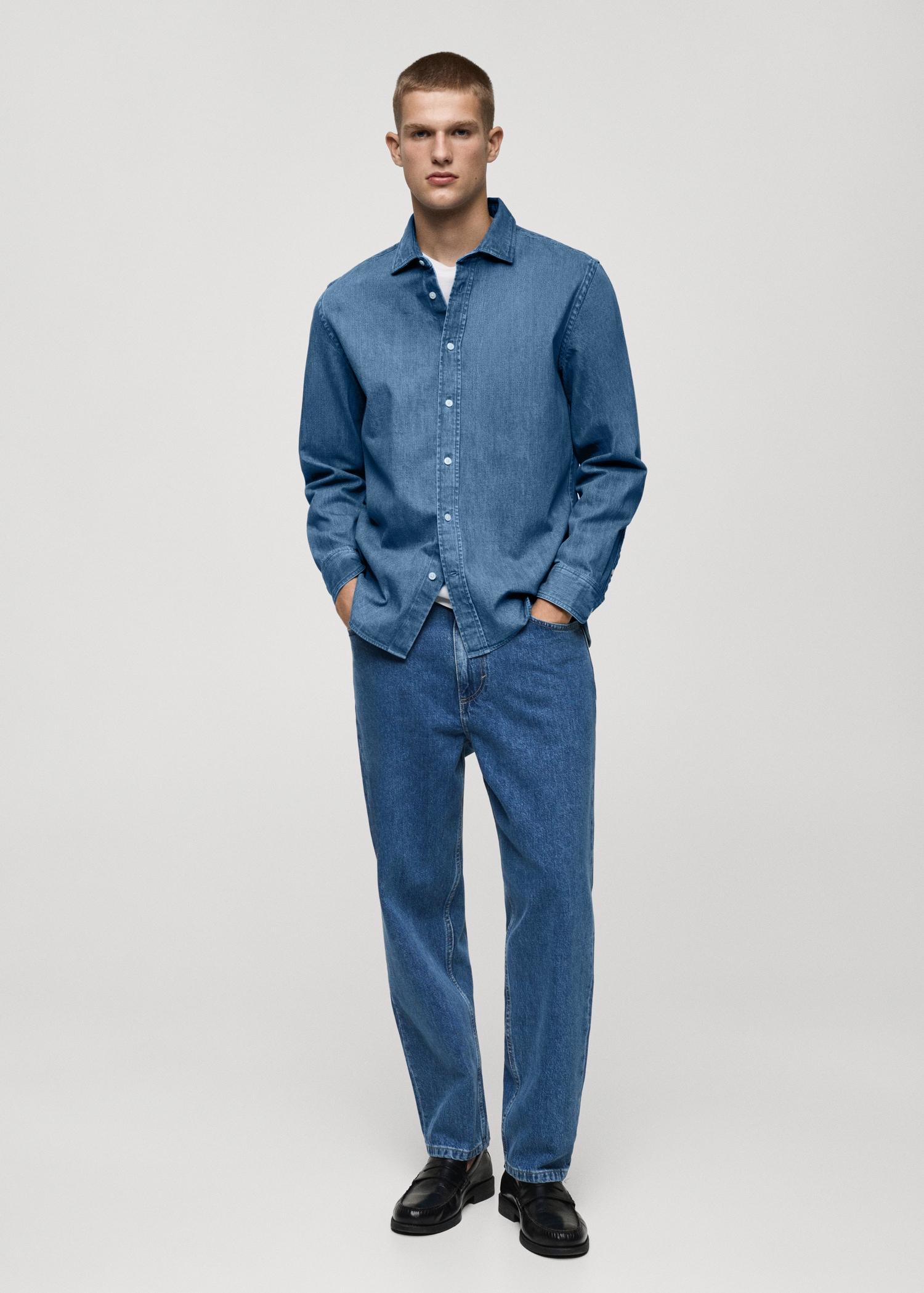 Regular fit denim shirt - Men | MANGO USA Product Image