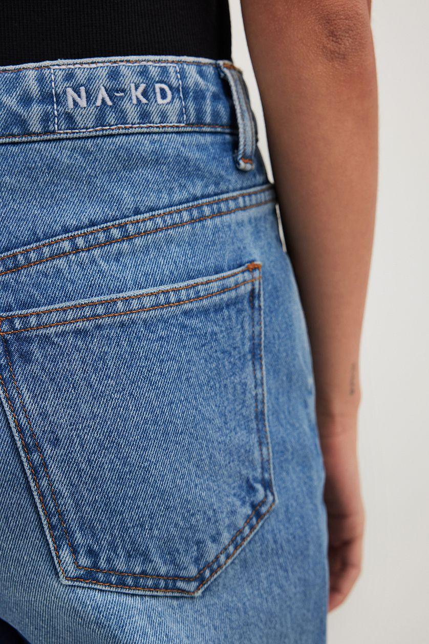 Straight Mid Waist Jeans Black Product Image