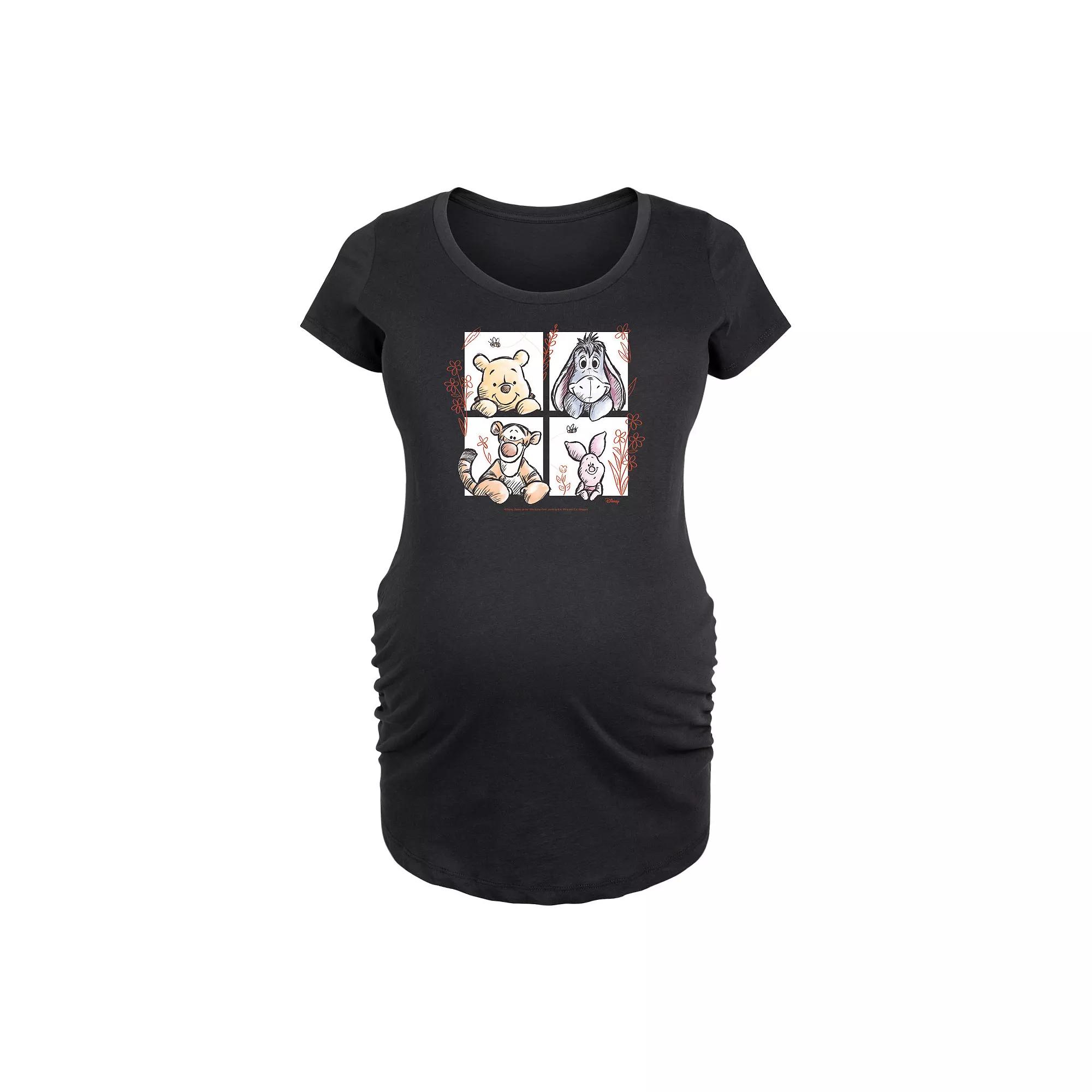 Disney's Winnie The Pooh Maternity Floral Grid Graphic Tee, Women's,  Product Image