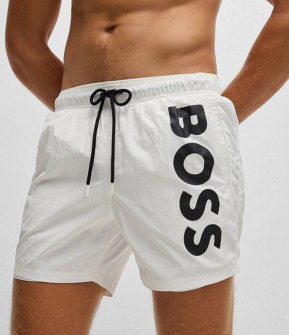 Hugo Boss Octopus Vertical Logo 5.5#double; Inseam Swim Trunks Product Image
