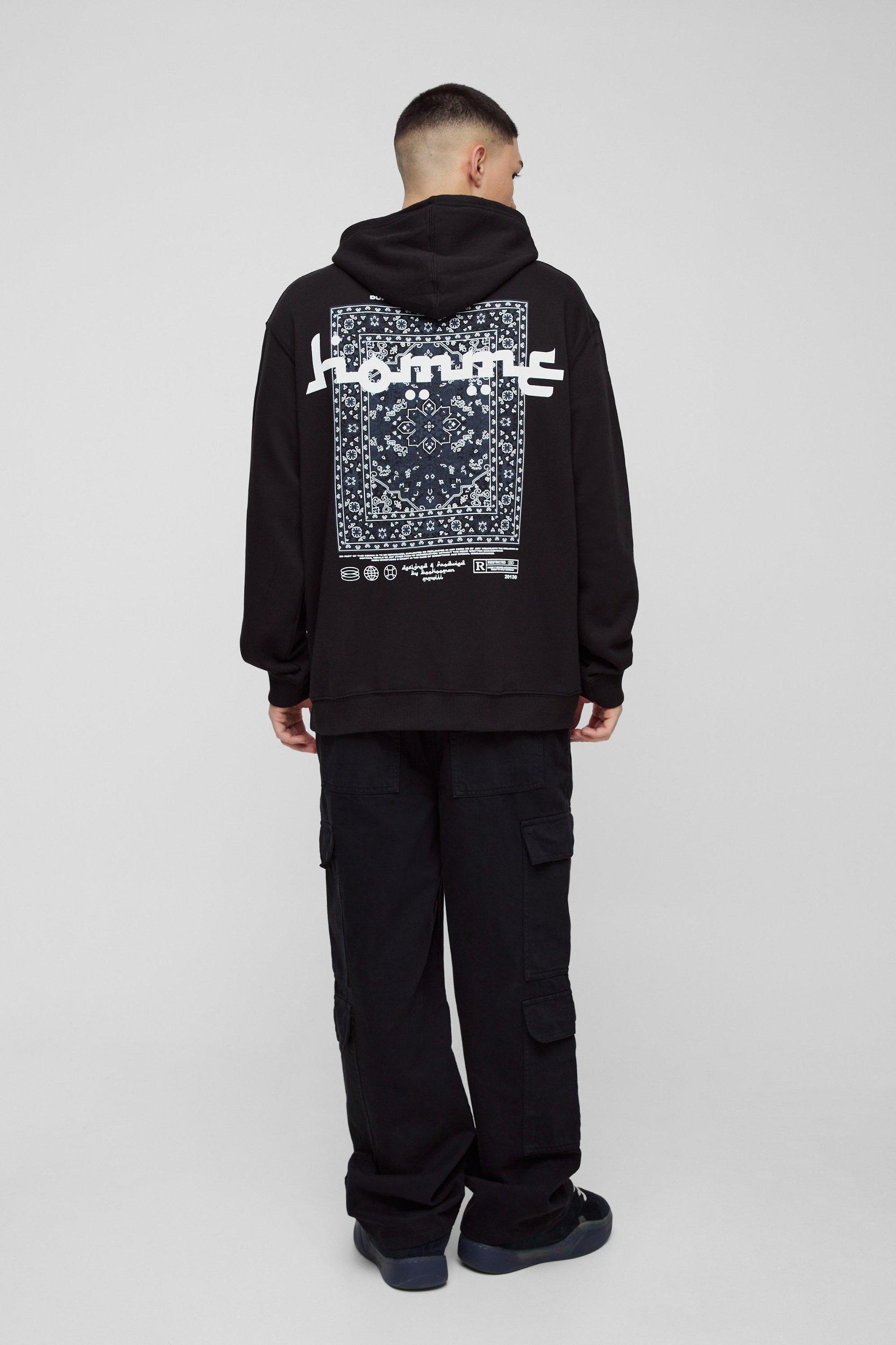 Oversized Mosaic Homme Graphic Hoodie | boohooMAN USA Product Image