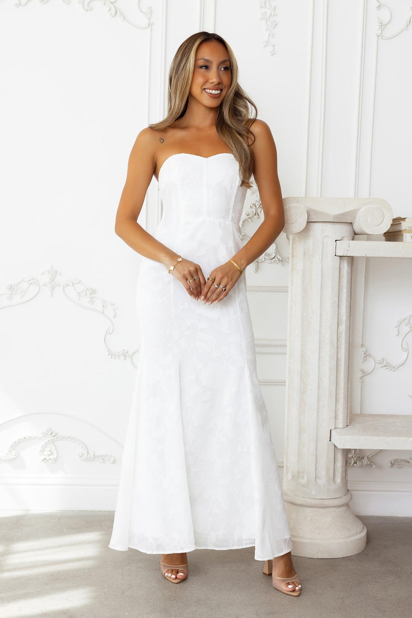 Sea Kissed Strapless Maxi Dress White Product Image