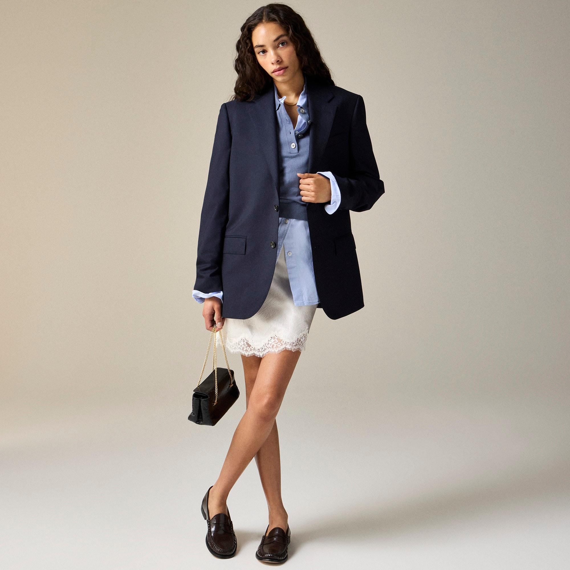 Gwen lace-trim slip skirt in textured satin Product Image