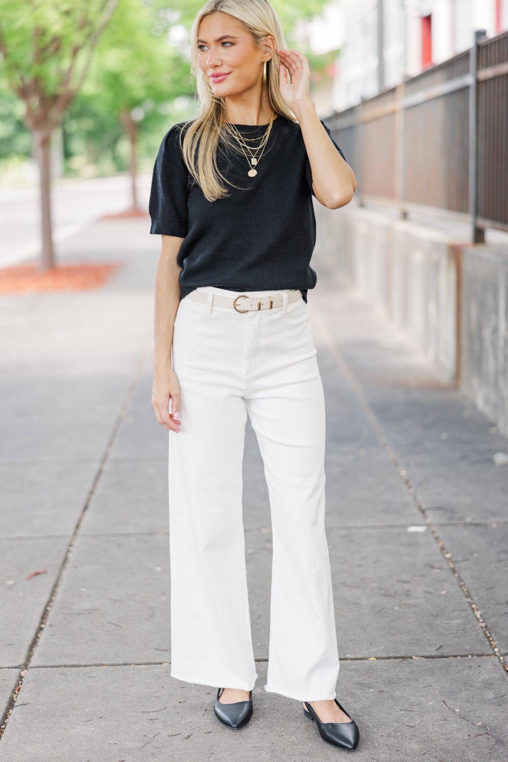 Crowd Pleaser Black Short Sleeve Sweater Female Product Image