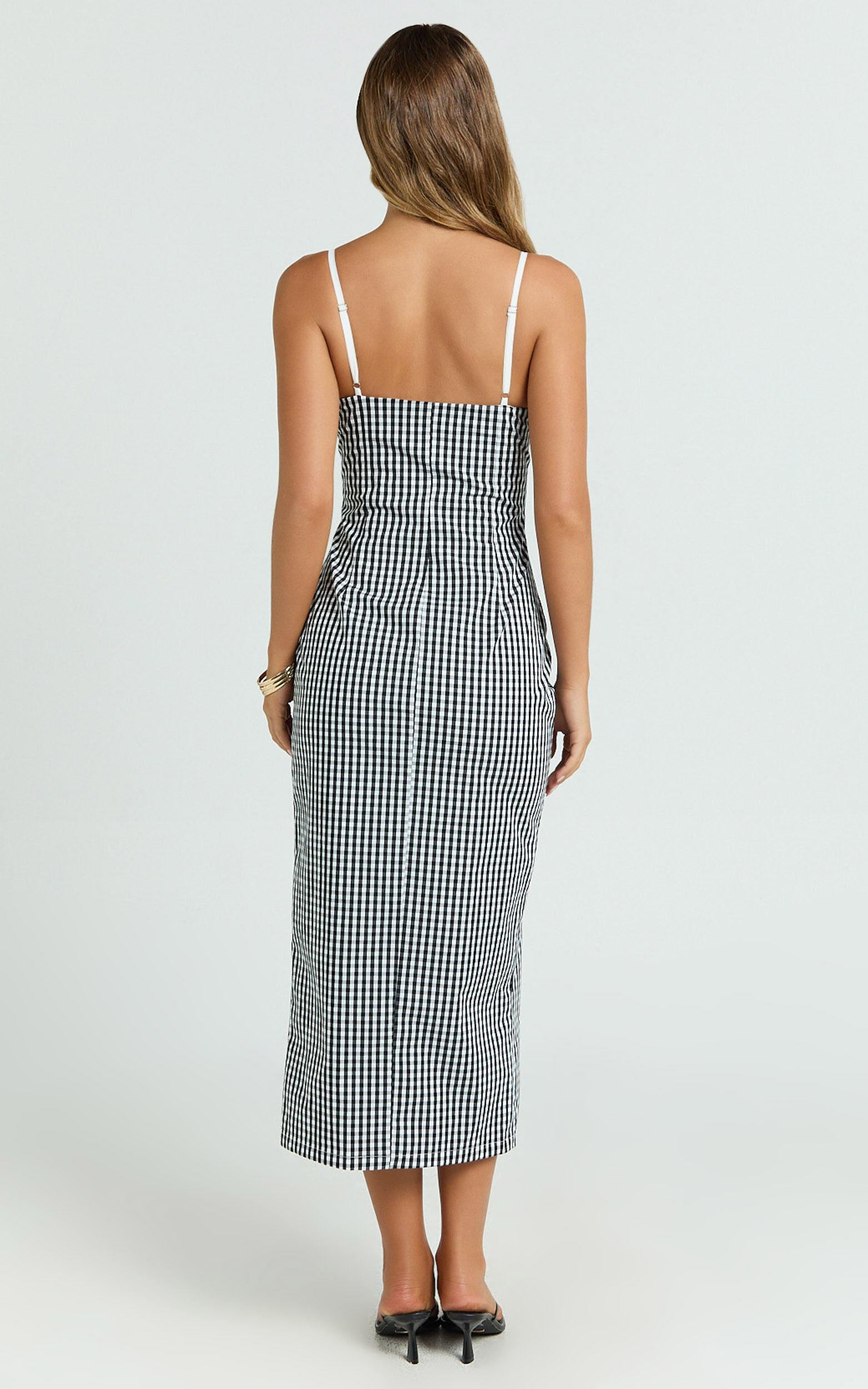 Anessa Midi Dress - Button Front Bustier Fitted Dress in Black Product Image