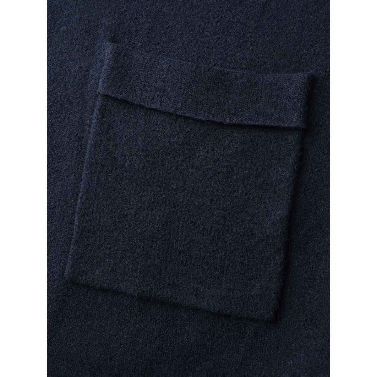 Plus Size Supersoft Folded Collar Pockets Open-Front Knit Cardigan Indigo Women Timeless Loose Long Sleeve Elegant Cardigans BloomChic 28/5X Product Image