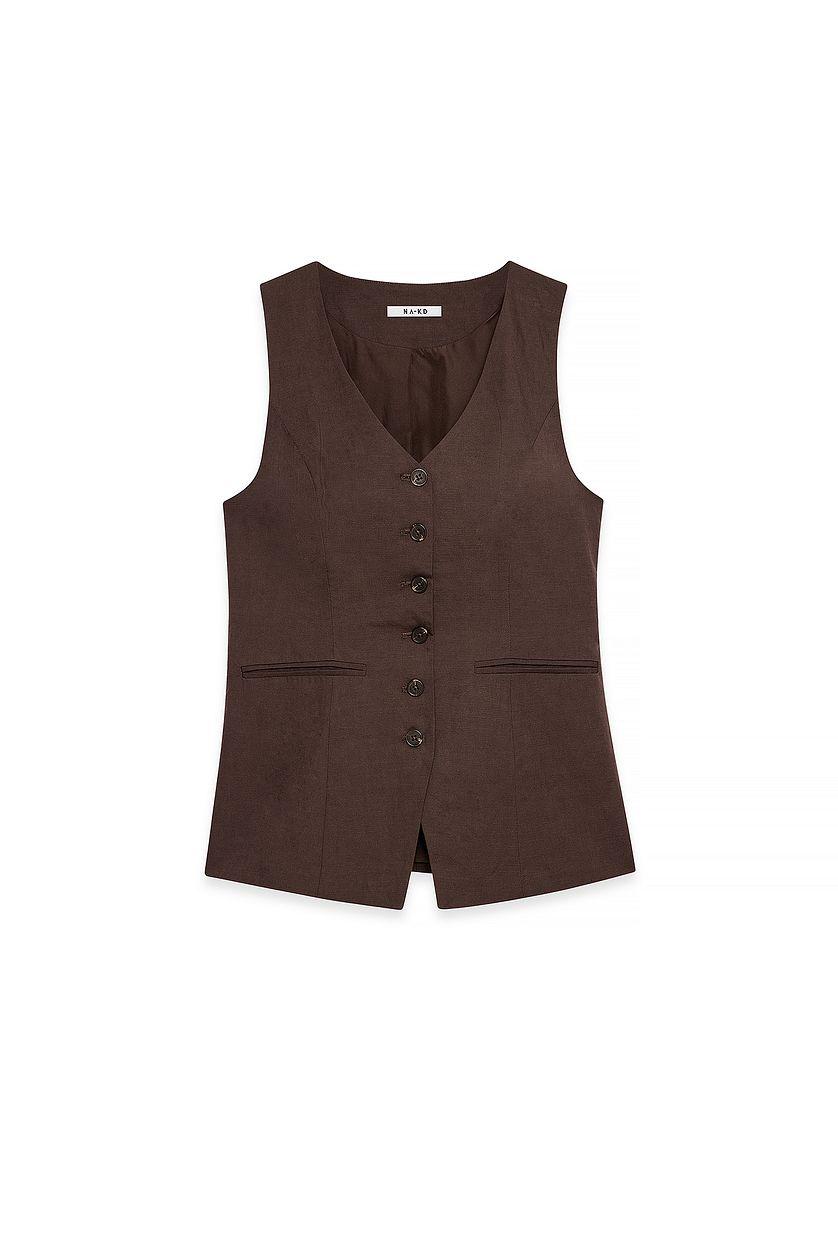 Linen Blend V Neck Vest Product Image