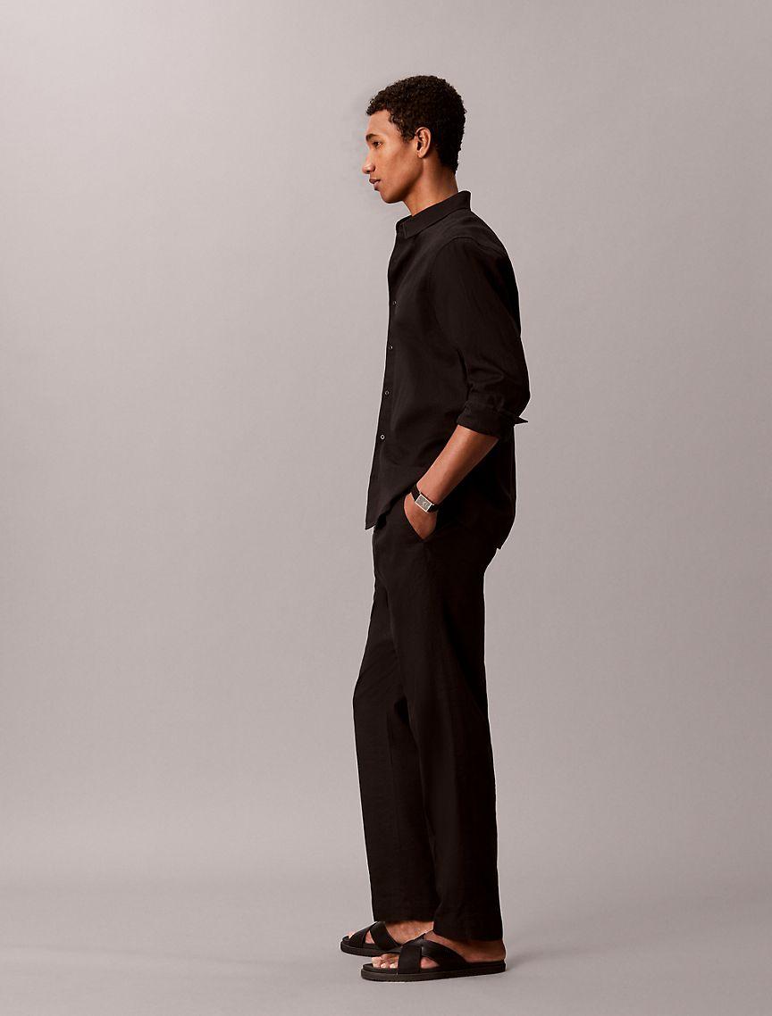 Linen Blend Pleated Pull-On Pants Product Image