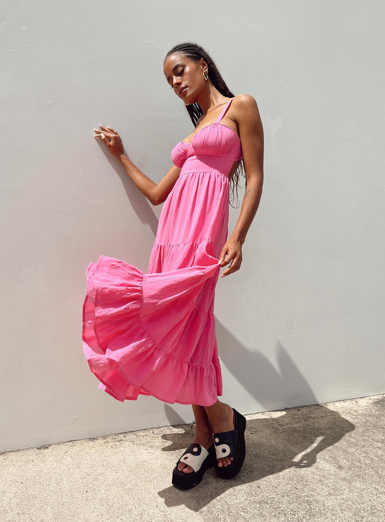 Joella Midi Dress Pink Product Image