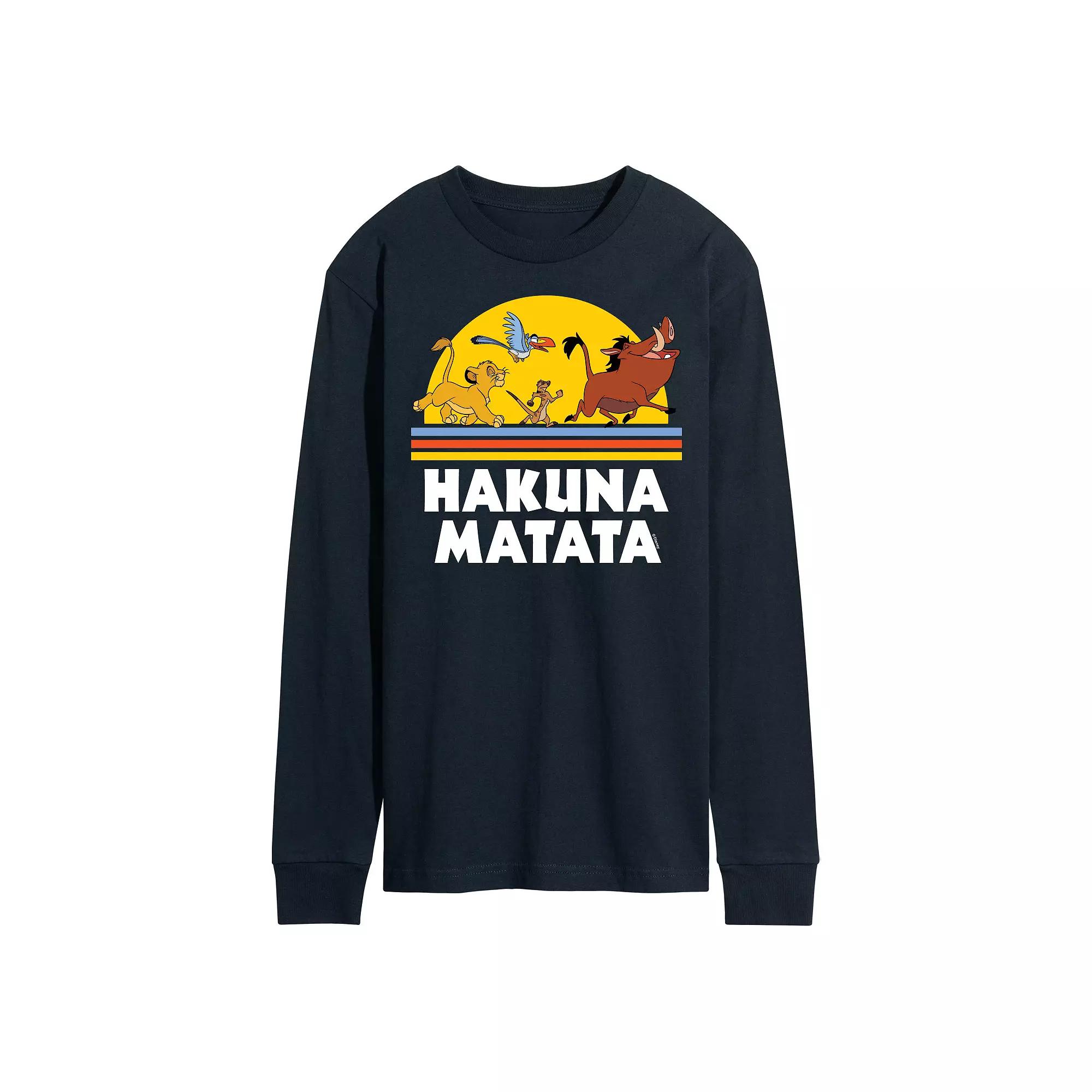 Disney's The Lion King Men's Hakuna Matata Sunset Long Sleeve Graphic Tee,  Product Image