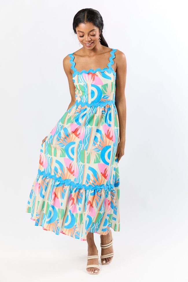 Tropical Tango Multi Rick Rack Trim Printed Midi Dress FINAL SALE Product Image