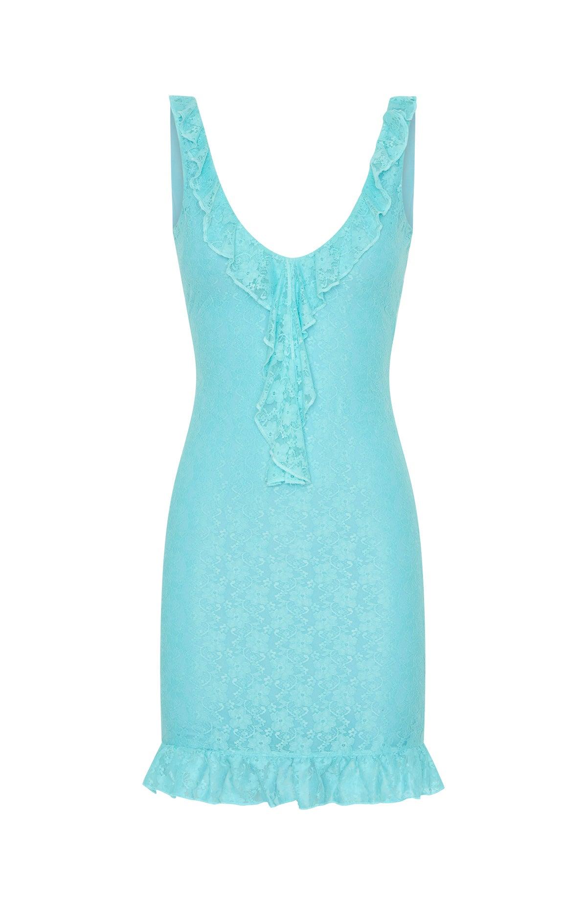 Take A Bow Mini Dress Aqua Product Image