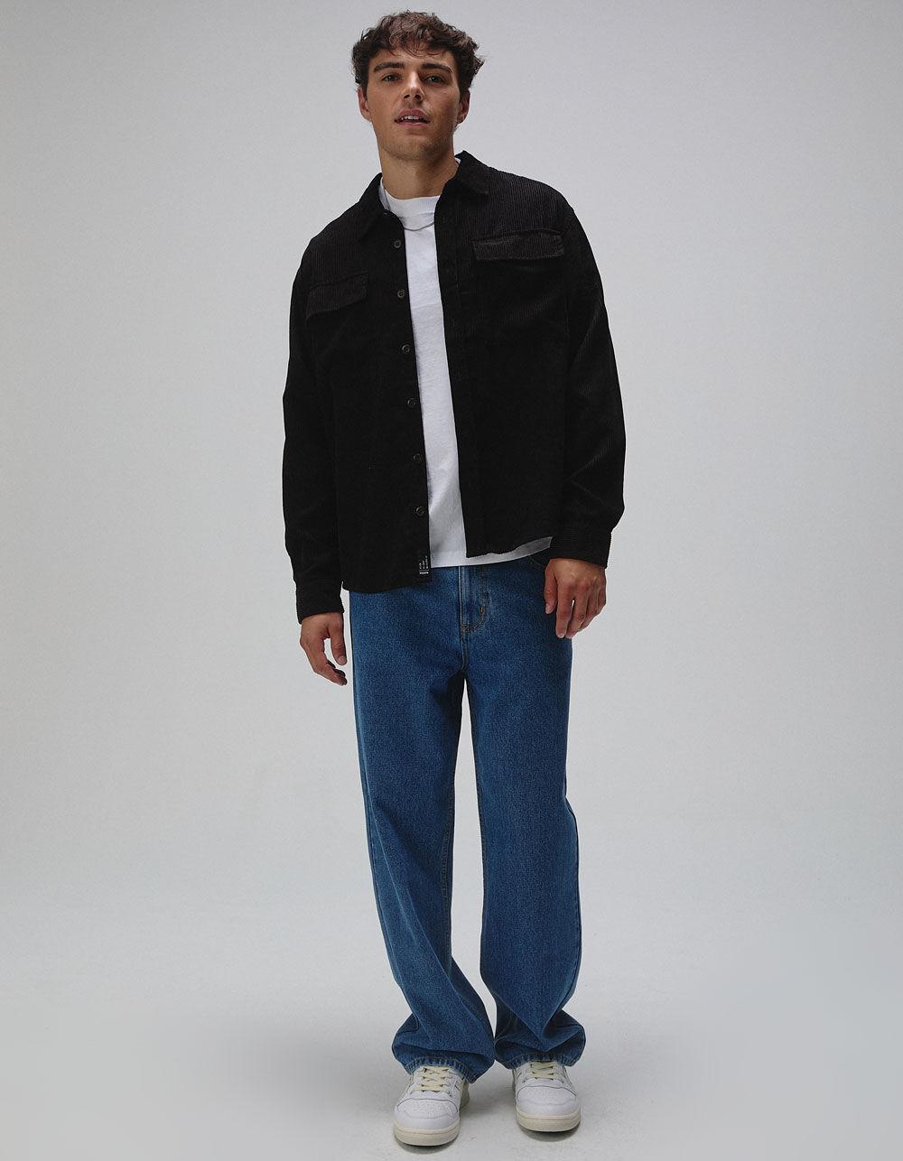 RSQ Mens Oversized Long Sleeve Corduroy Button Up Shirt - BLACK Product Image