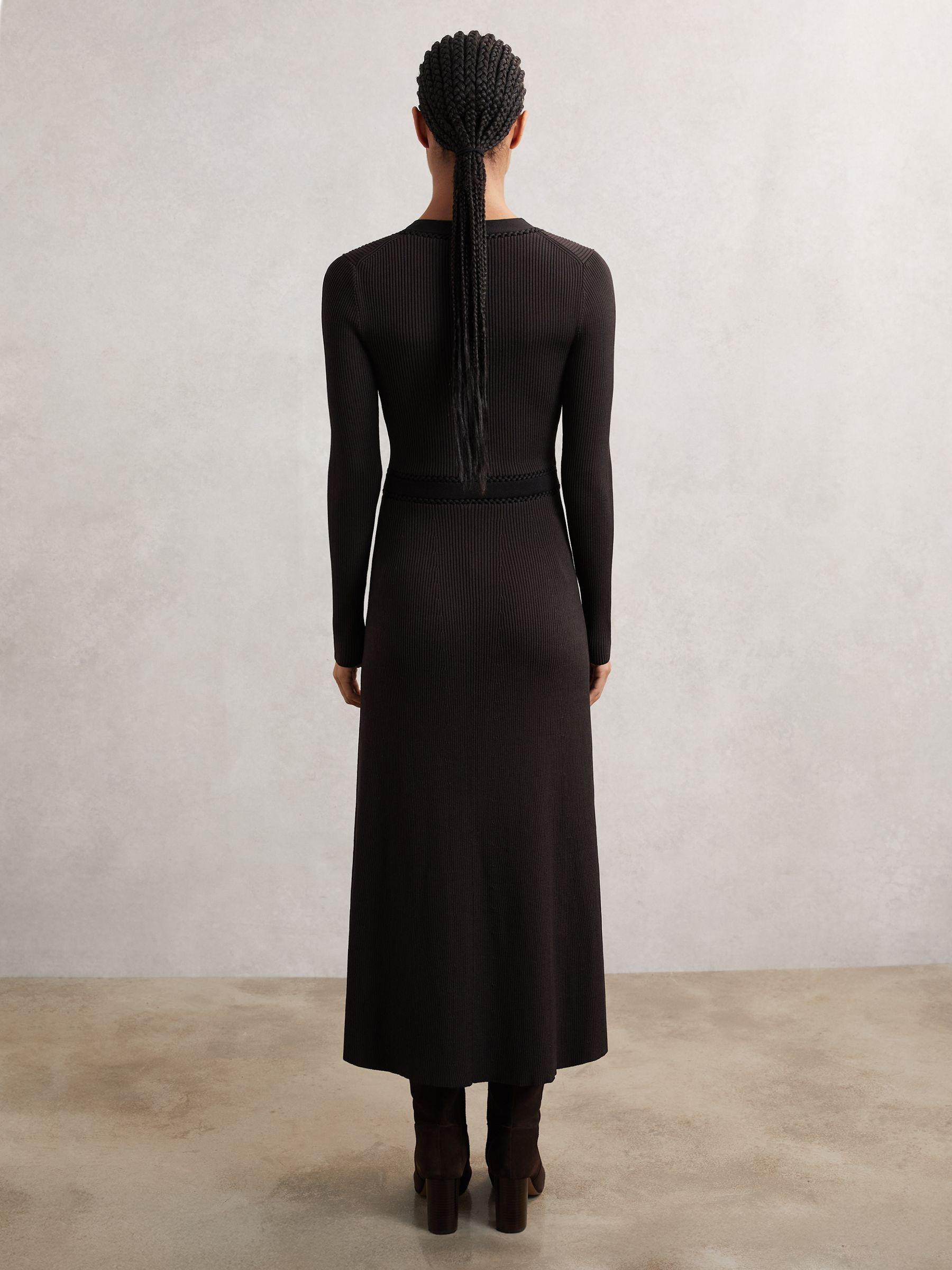 Knitted Dress in Chocolate Brown/Black Product Image
