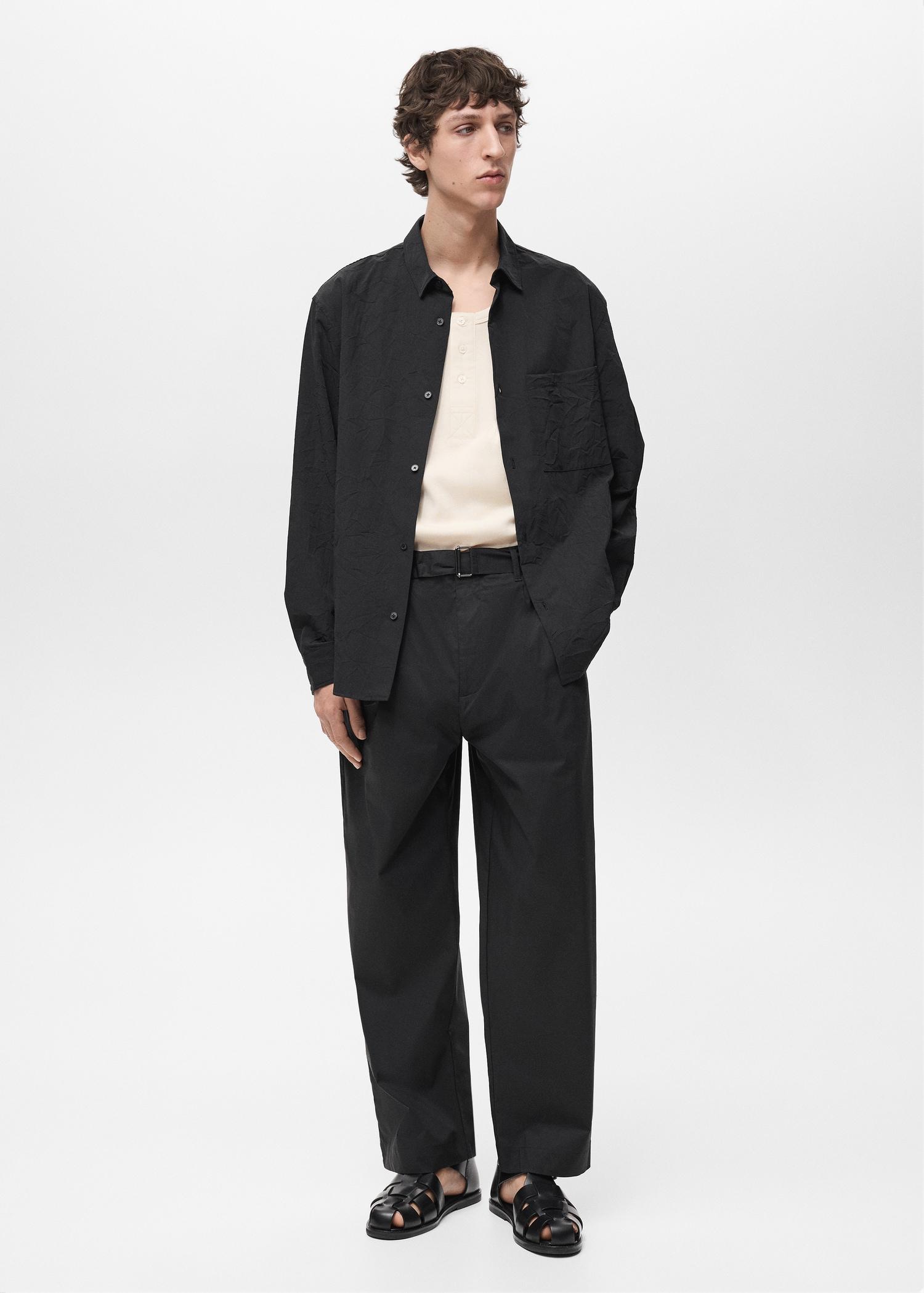 Creased-effect shirt - Men | MANGO USA Product Image