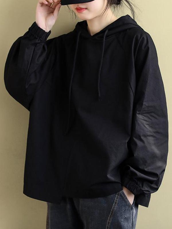 Artistic Retro Solid Color Split-Joint Hooded Long Sleeves Hoodies Product Image