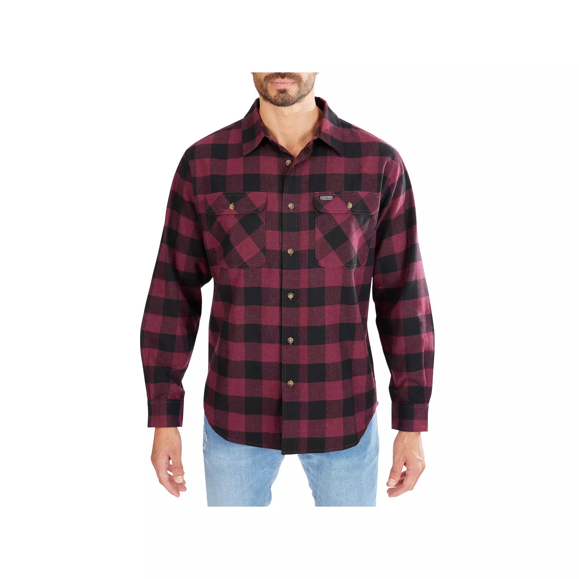 Men's Smith's Workwear Regular-Fit Buffalo Plaid Two-Pocket Flannel Button-Down Shirt,  Product Image