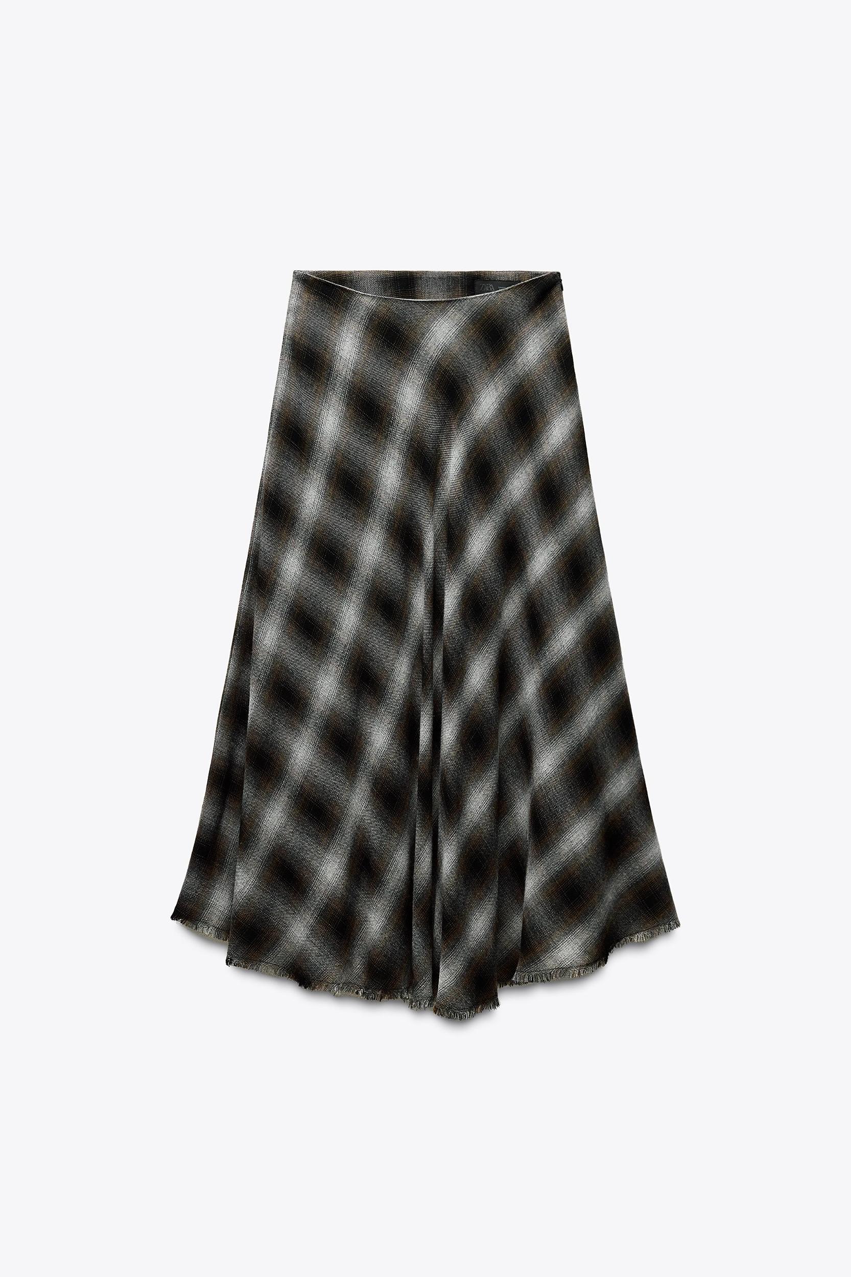 CHECKERED MIDI SKIRT ZW COLLECTION Product Image