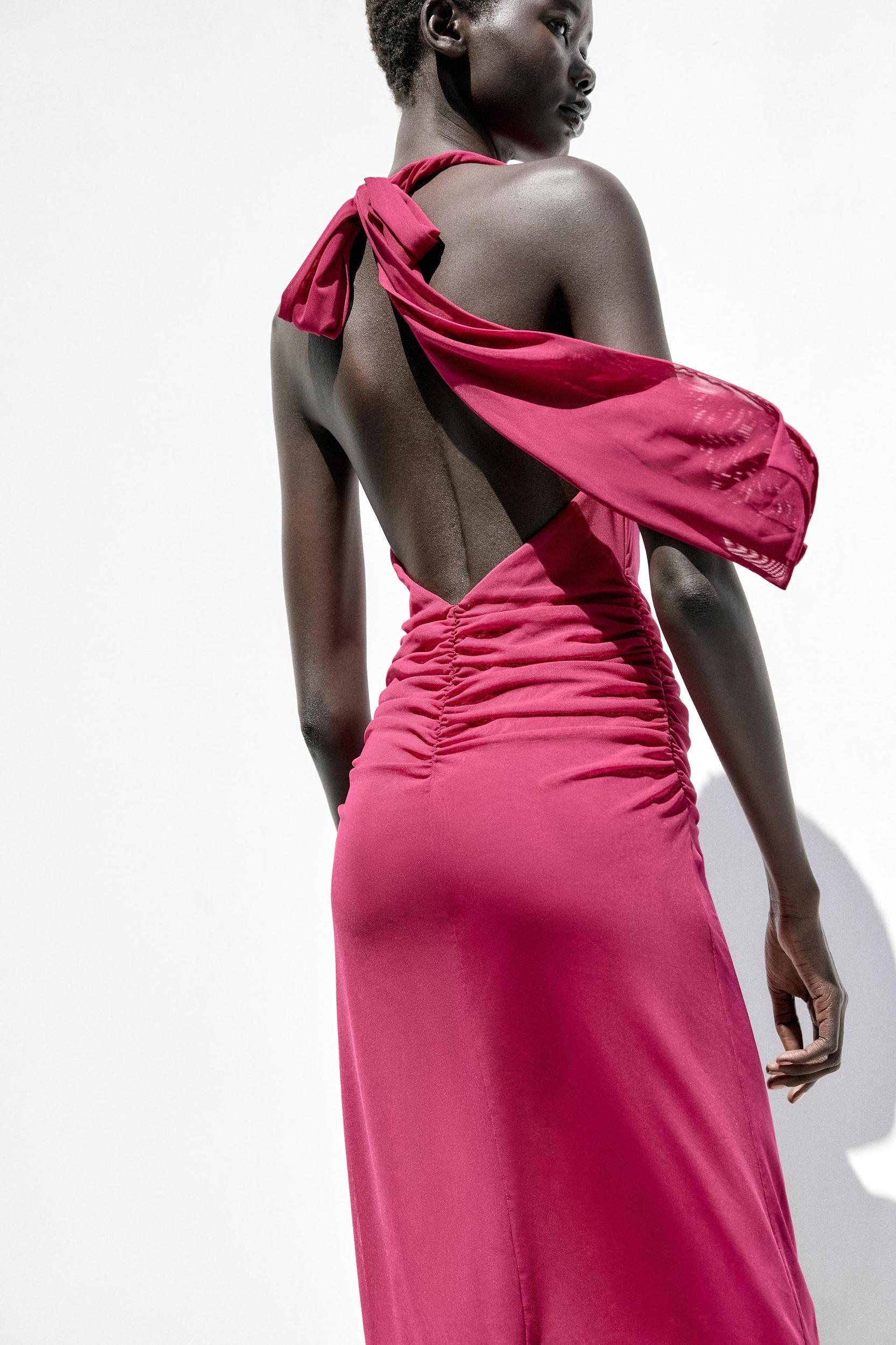 DRAPED HALTER TULLE DRESS Product Image