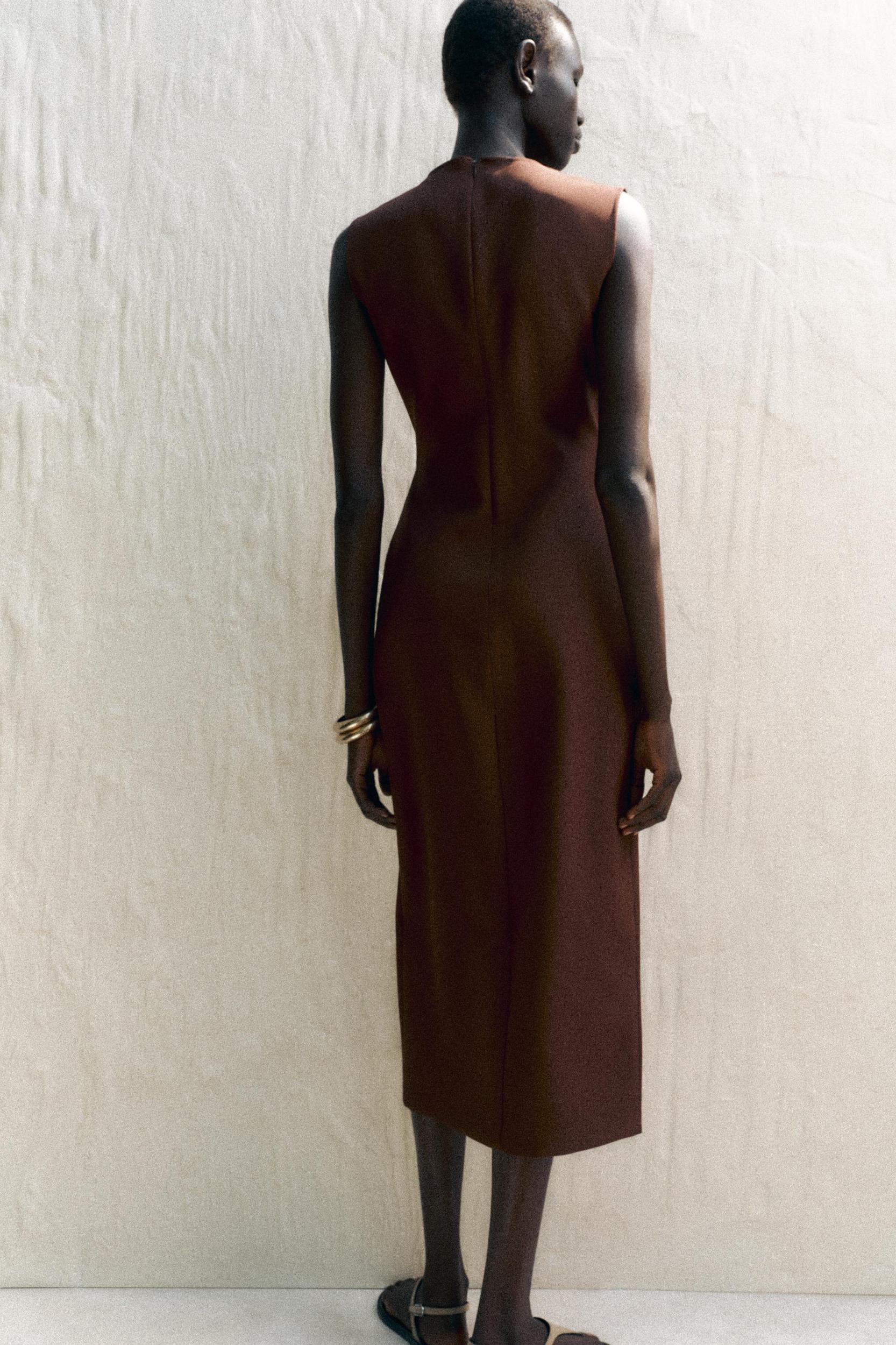 BELTED CREPE MIDI DRESS Product Image