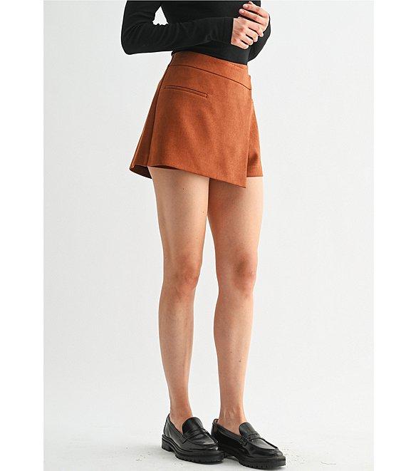 All in Favor Faux Suede Mini Wrap Skirt Product Image