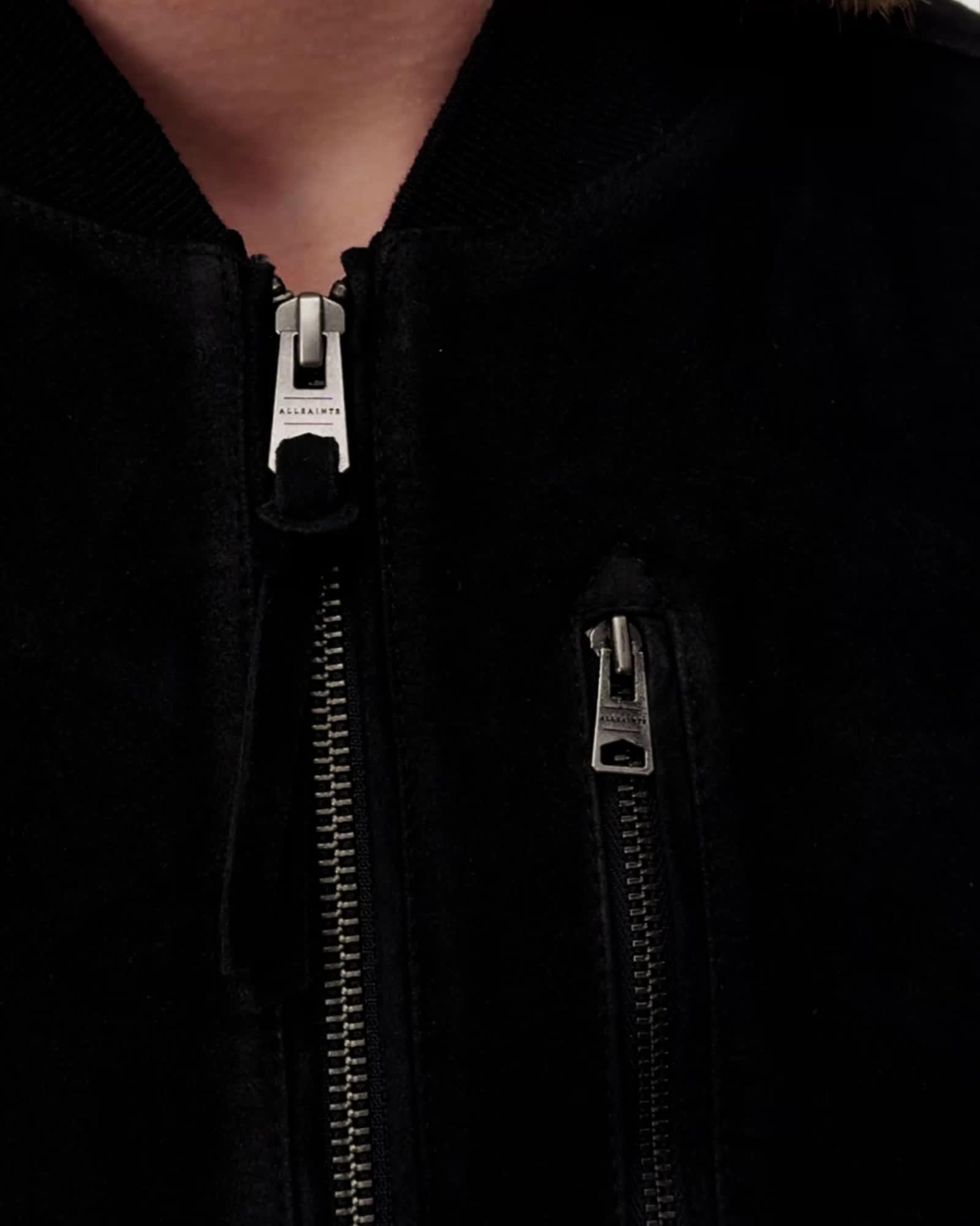 Kemble Suede Bomber Jacket Black | ALLSAINTS US Product Image