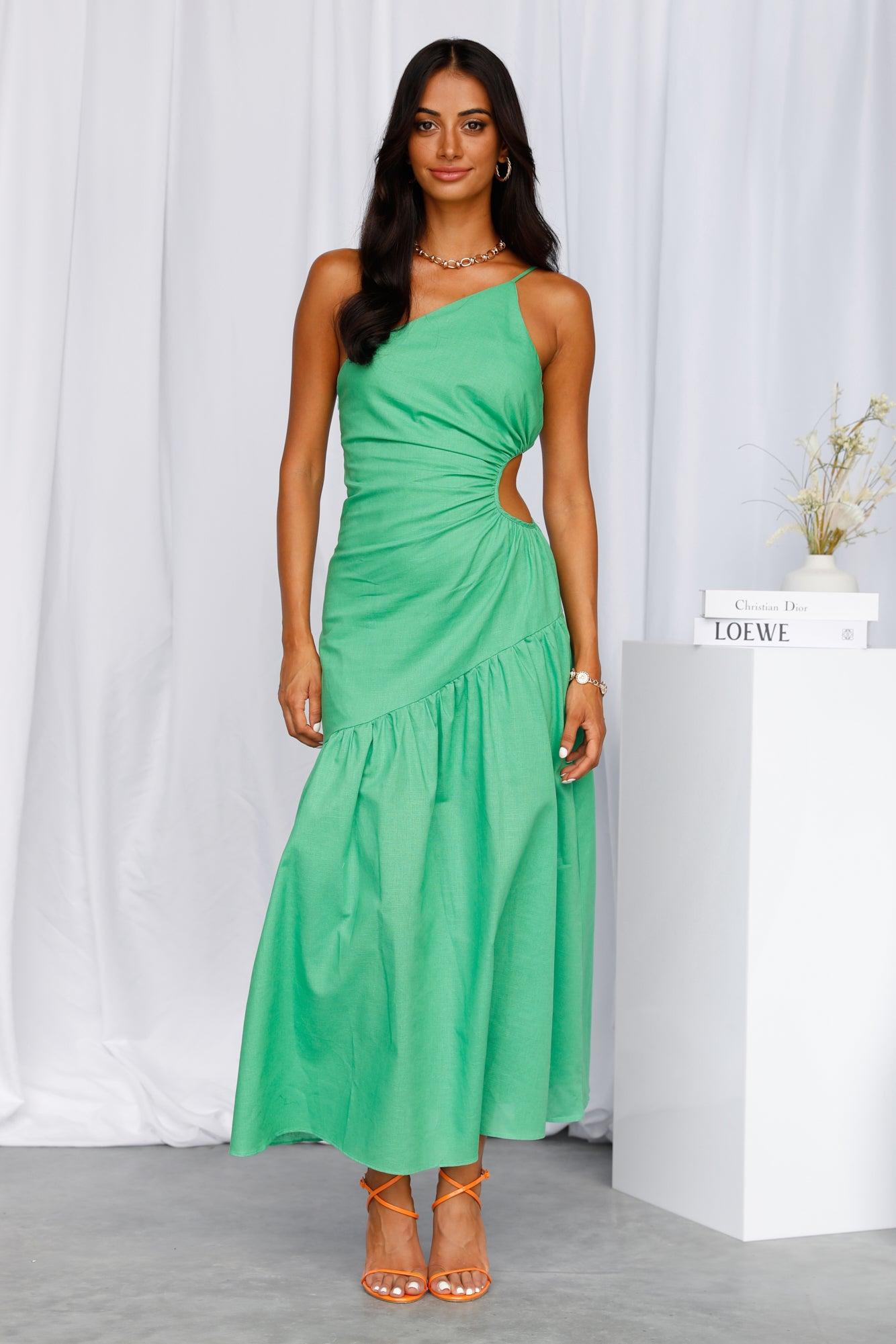 Lovely And Blissful Midi Dress Green Product Image