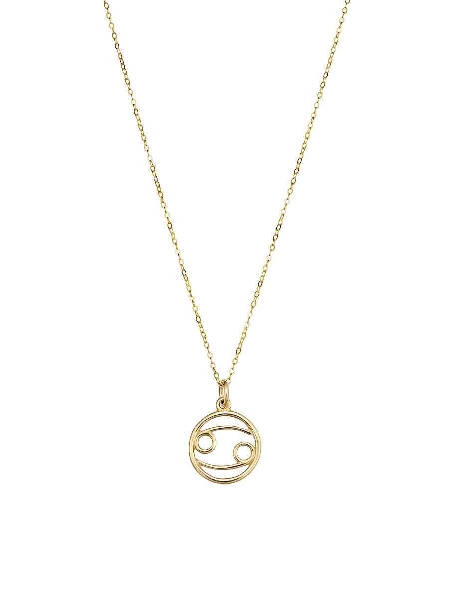 Womens 14K Yellow Solid Gold Zodiac Pendant Necklace Product Image