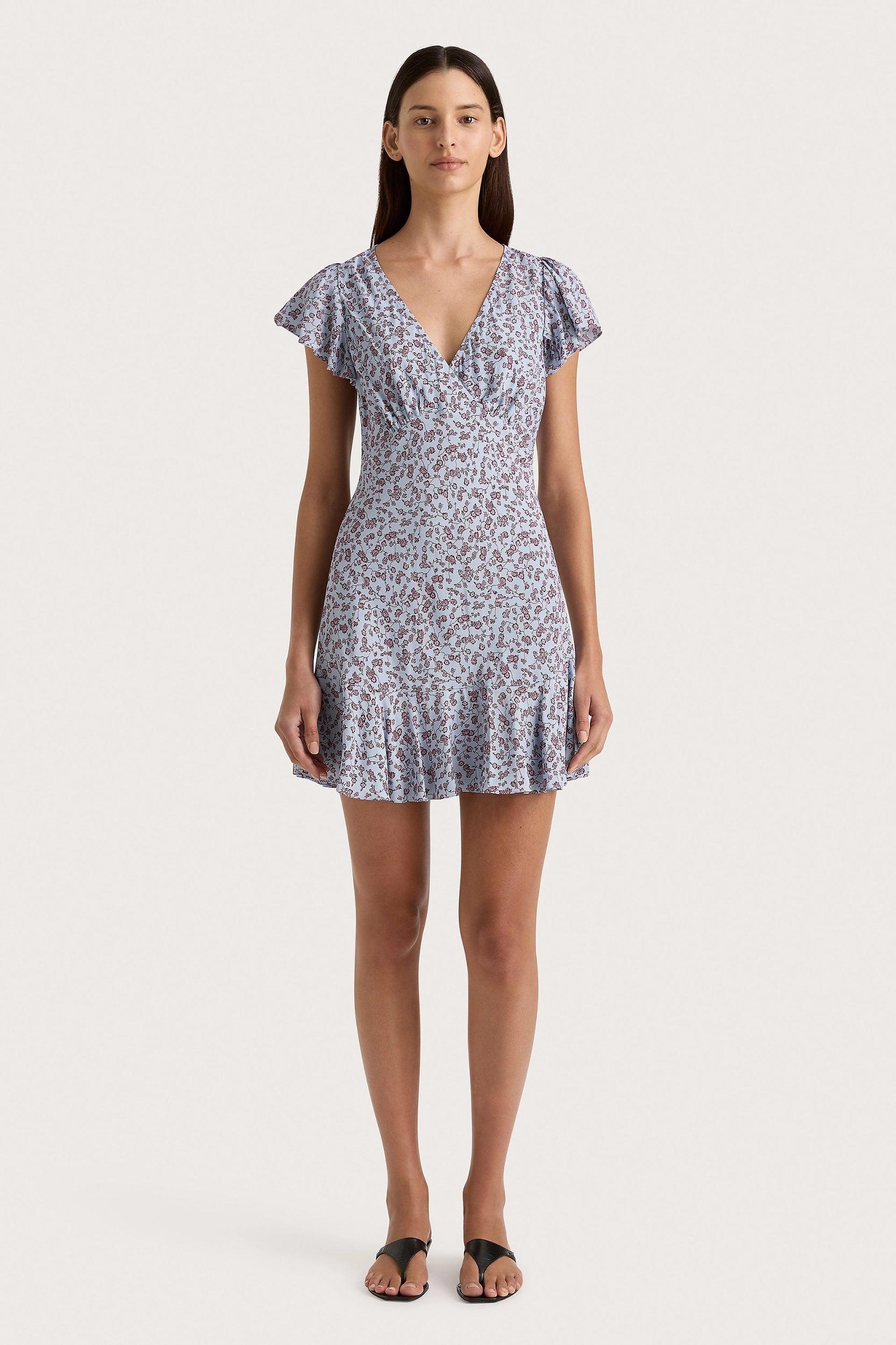 Alba Mini Dress Amaryllis Floral Blue - Final Sale Product Image