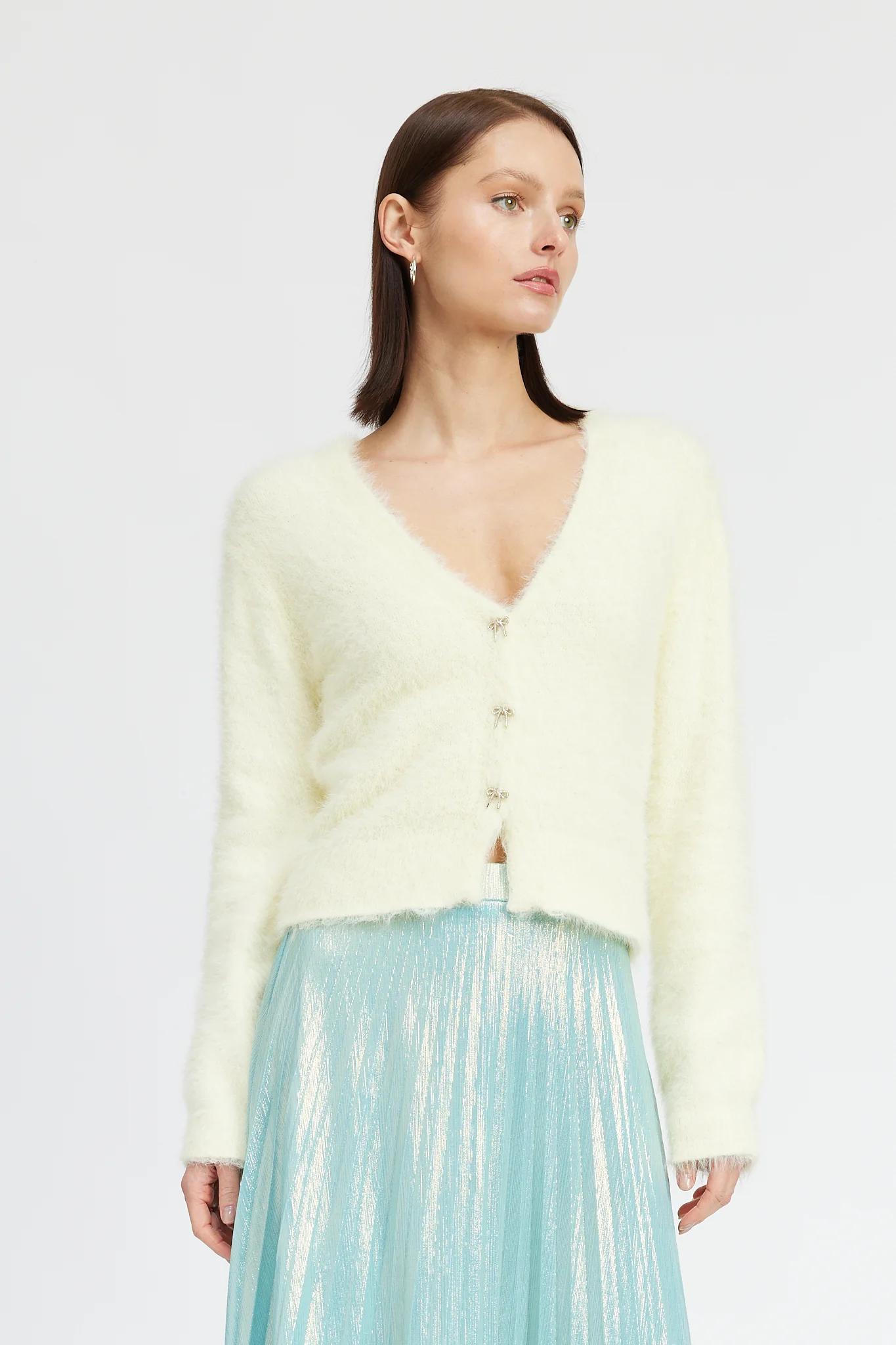 Angora BowButton Cardigan Product Image