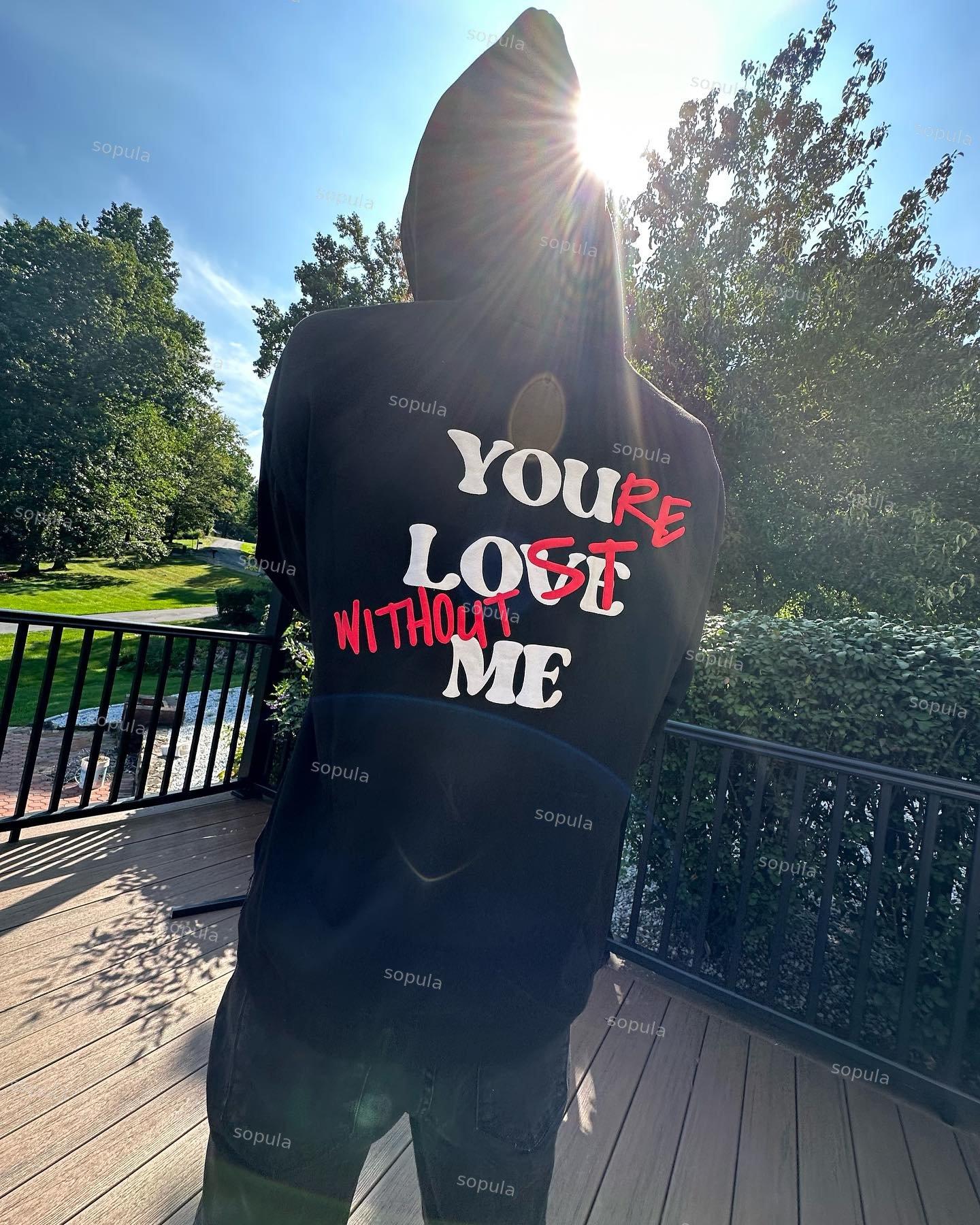 Your Lost Without Me Puff Print Graphic Zip-Up Hoodie Product Image