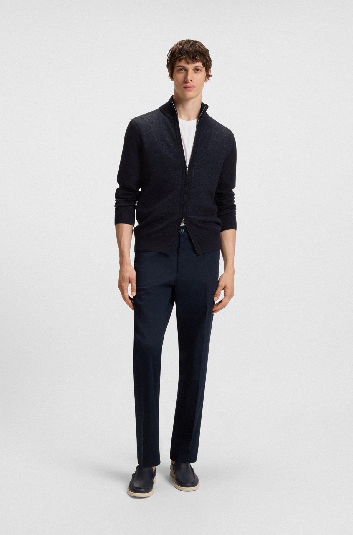 BOSS - Zip-up cardigan in wool - Dark Blue Product Image