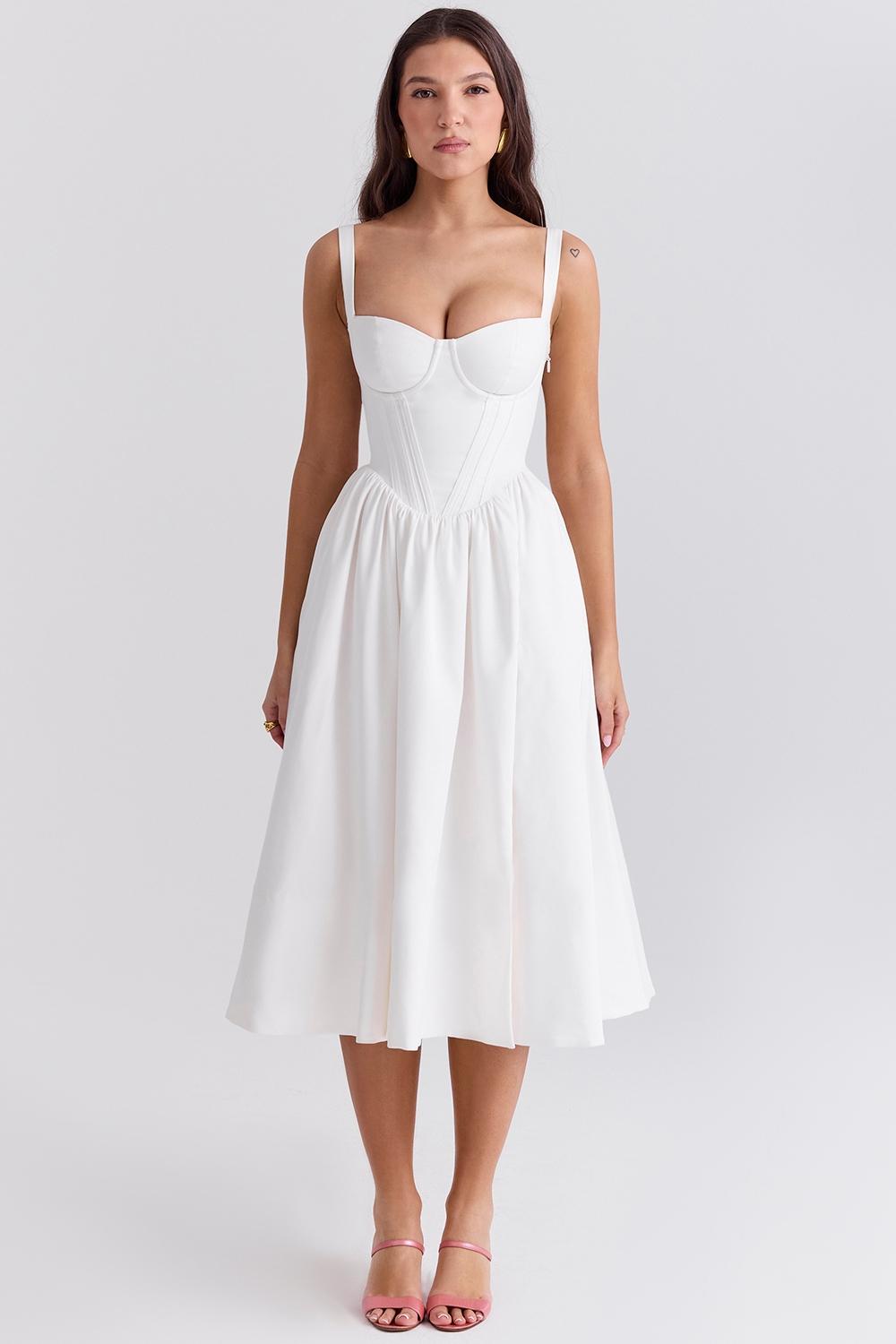 Kelly  white corset midi sundress Product Image