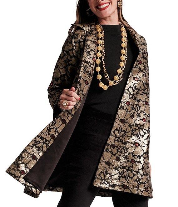 FRANCES VALENTINE Cornelia Winter Anemone Floral Jacquard Swing Jacket Product Image