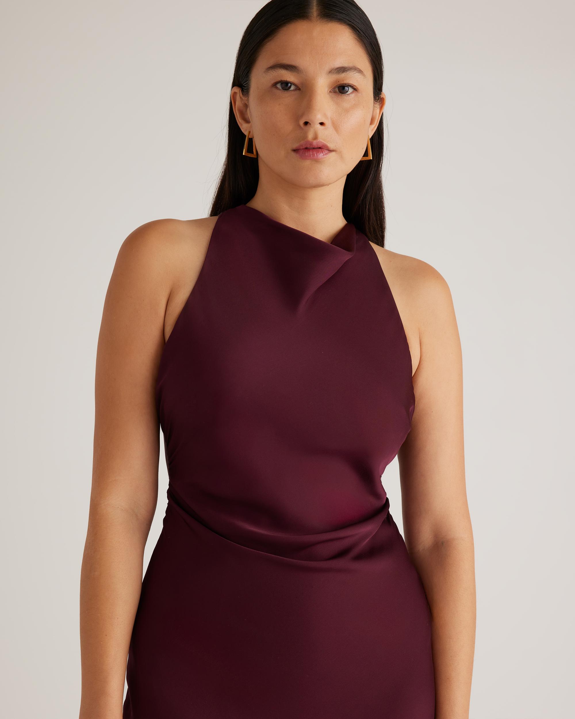Quince | Women's Washable Stretch Silk High Neck Midi Dress Size XS, Mulberry Silk Product Image