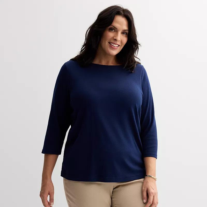 Plus Size Croft & Barrow® Boatneck Top, Women's, Size: 3XL, Blue Product Image
