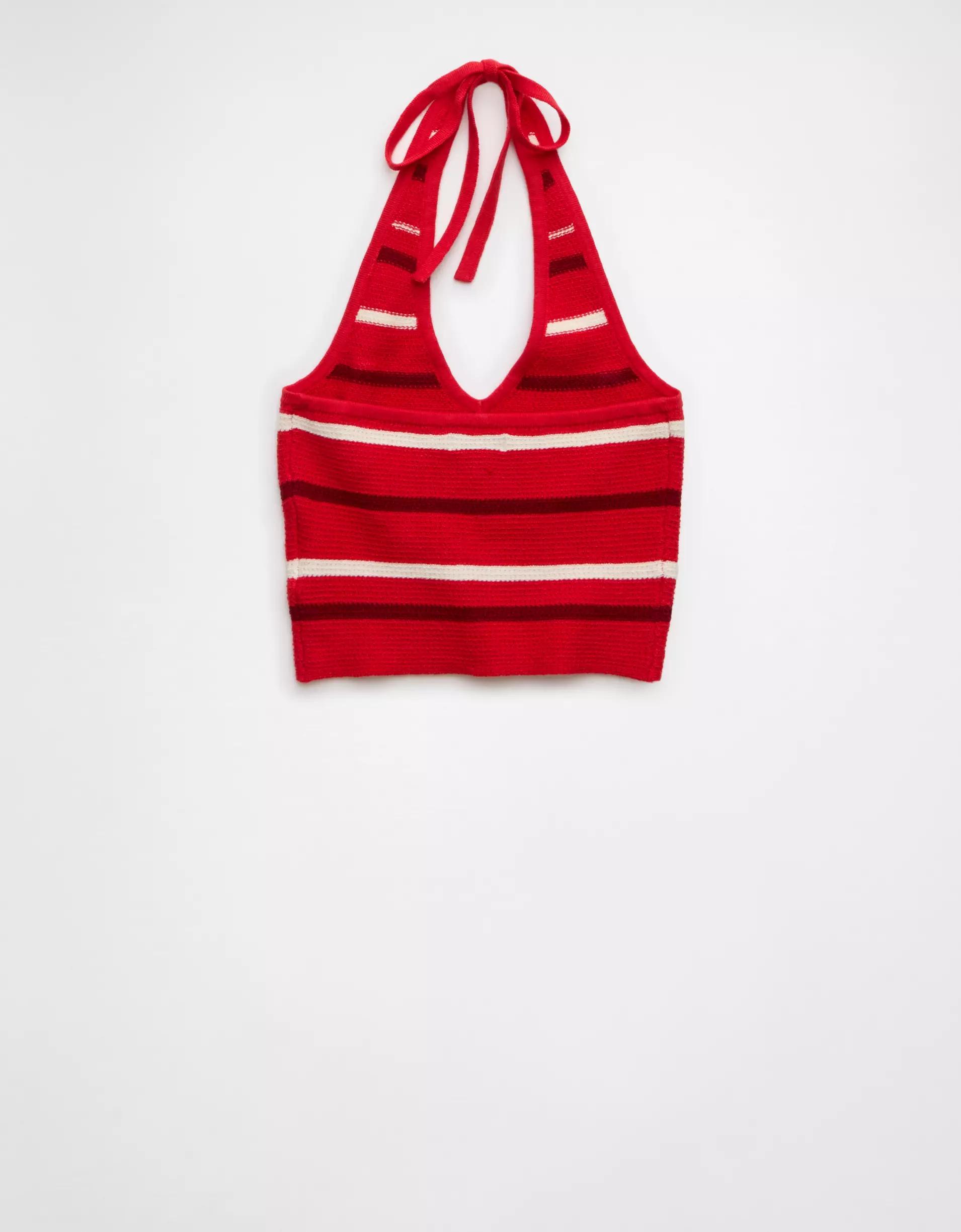 AE Cropped Striped Sweater Halter Top Product Image
