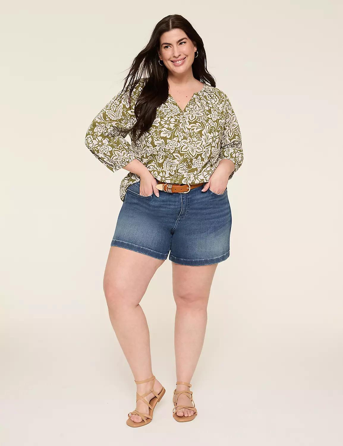 Relaxed 3/4-Sleeve Seersucker Popover Blouse Product Image