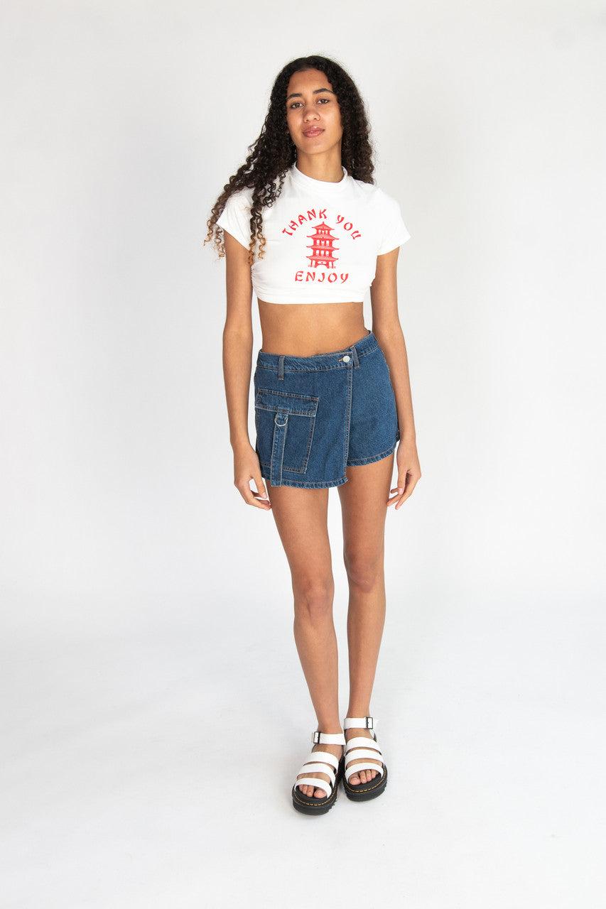 Denim Cargo Pocket Skort Product Image
