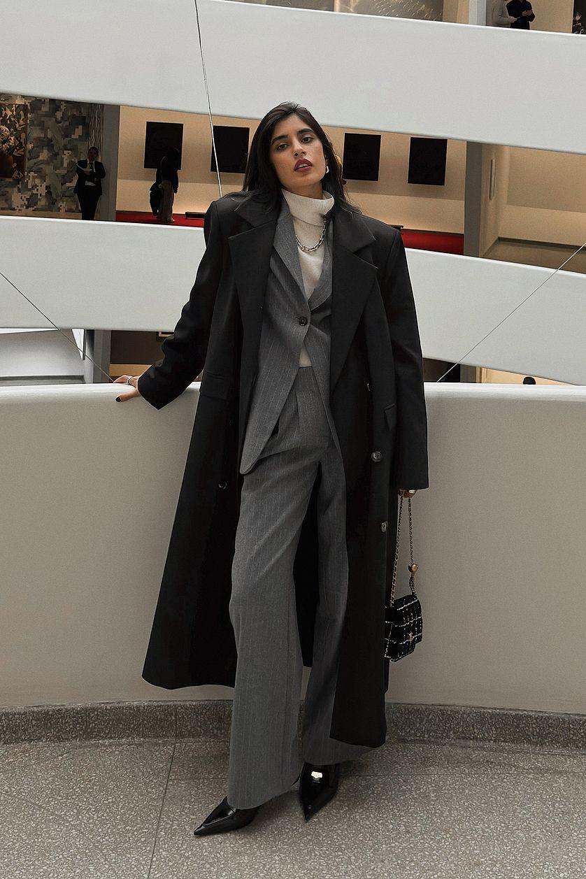 Striped Straight Low Waist Suit Pants Product Image