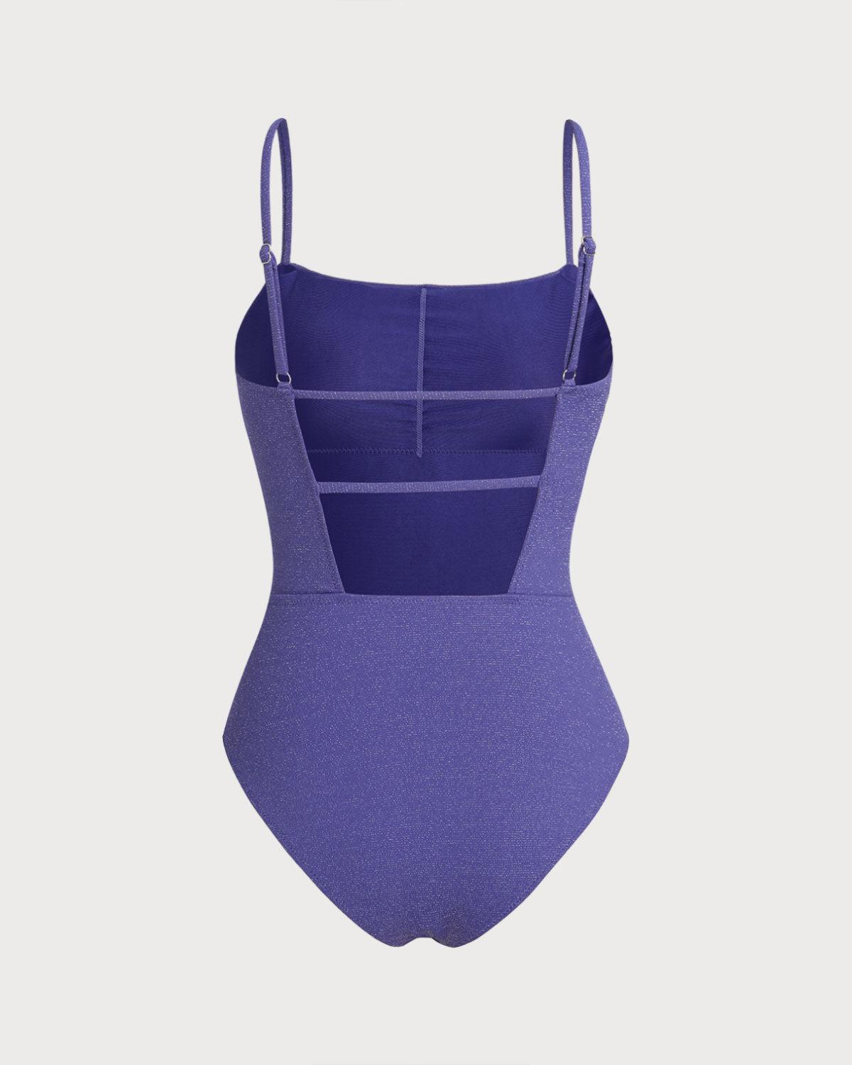 Purple X Cross High Stretch One Piece Swimwear Product Image