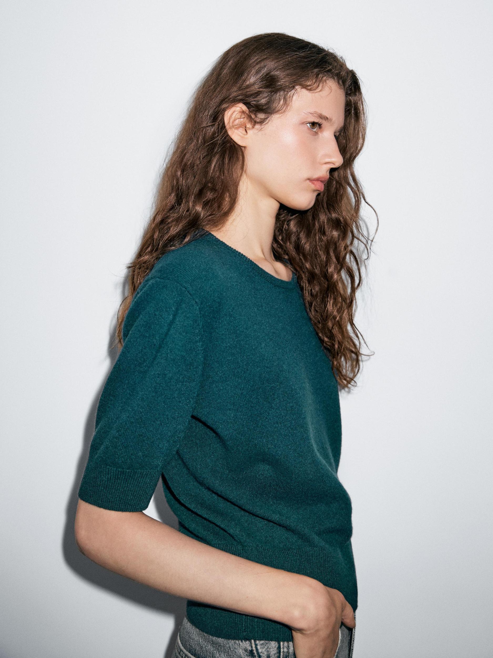 Short sleeve wool blend sweater Product Image