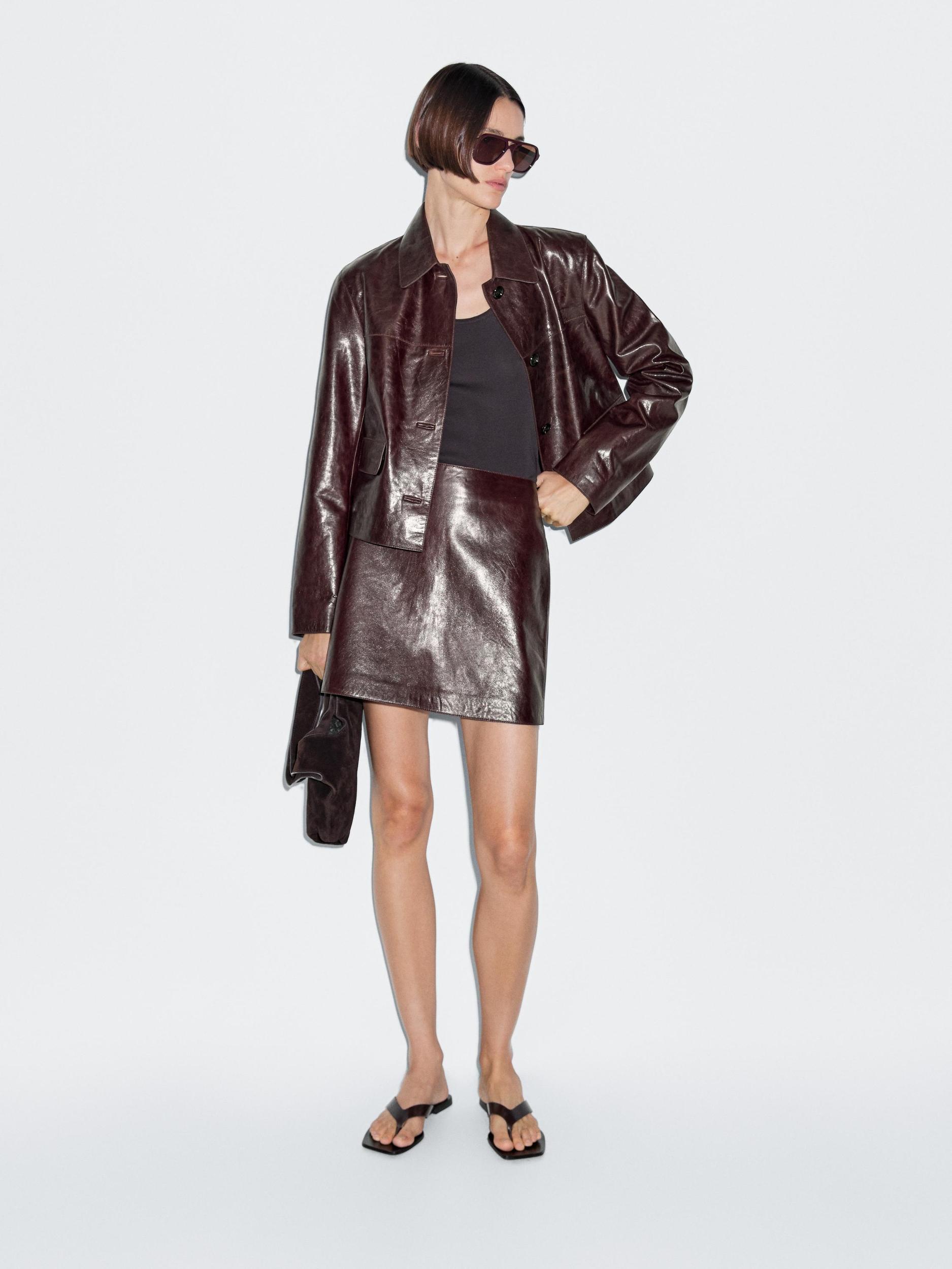 Short nappa leather skirt Product Image