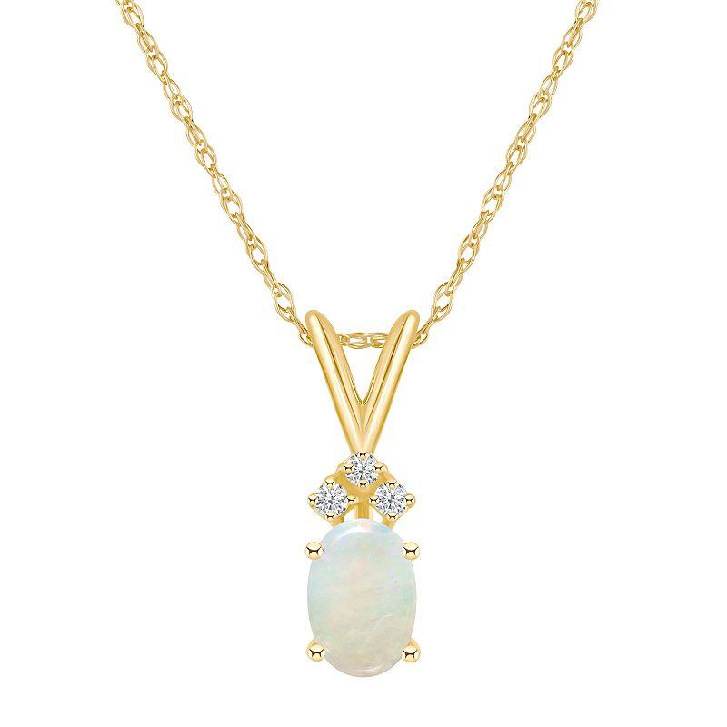 Celebration Gems 14k Gold Gemstone & Diamond Accent Pendant Necklace, Women's, Size: 18", White Product Image