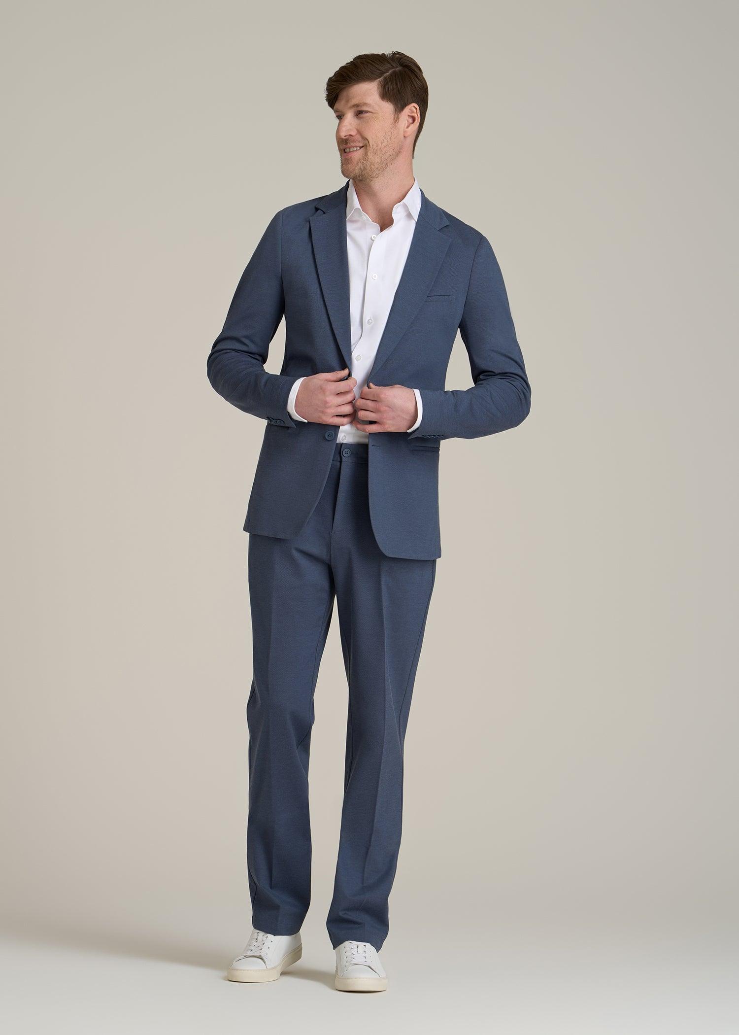 Flex Tech Suit Jacket for Tall Men in Medium Blue Nailhead Male Product Image